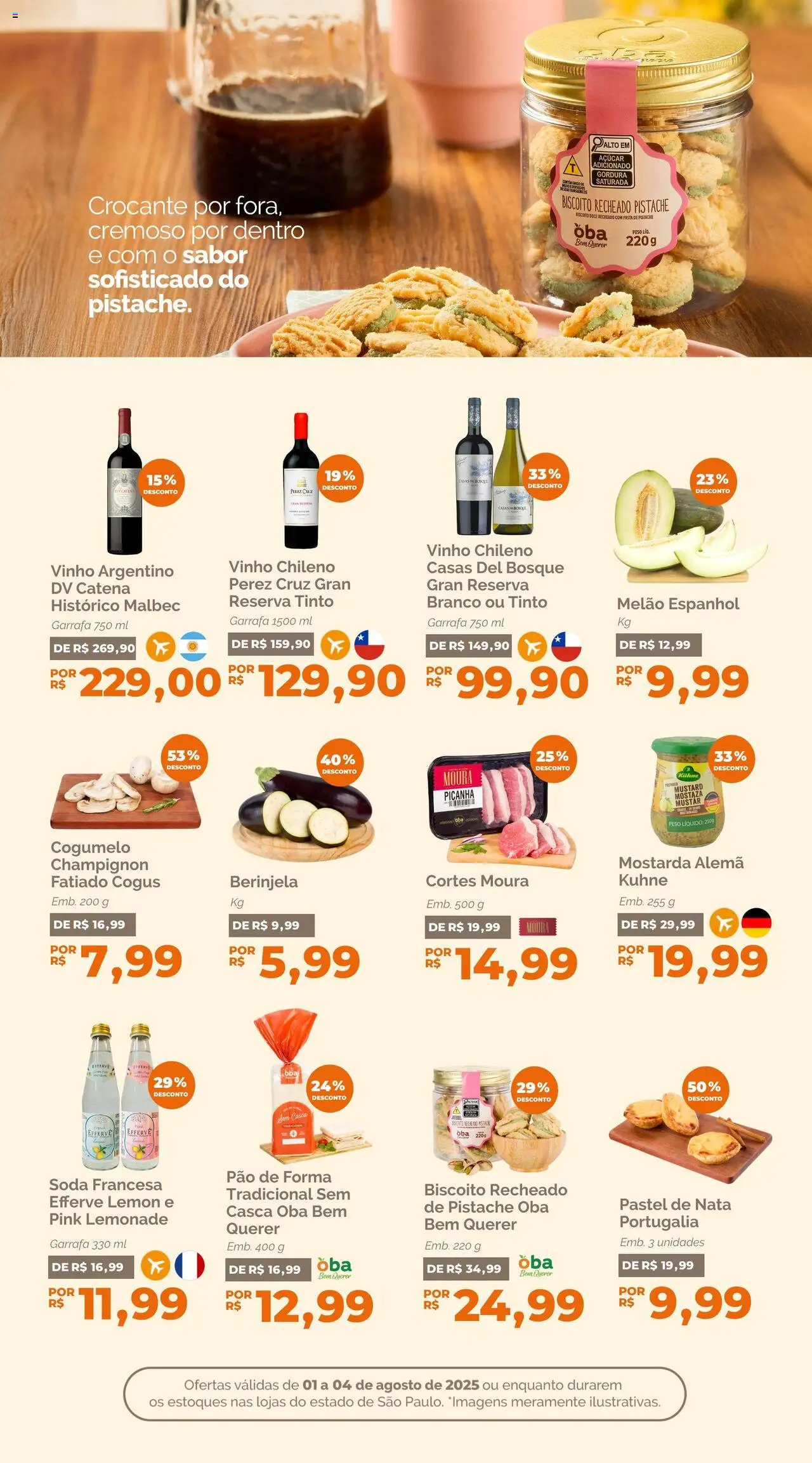 Oba Hortifruti Folheto - válido de 01.08.2025 | Página: 6 | Produtos: Biscoito, Vinho, Nata, Soda