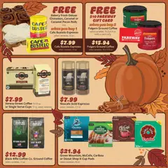 Preview of Fareway weekly ads valid from 13.10.2025 | Page: 13 | Products: Bakery, Coffee, Pumpkin, Rifle
