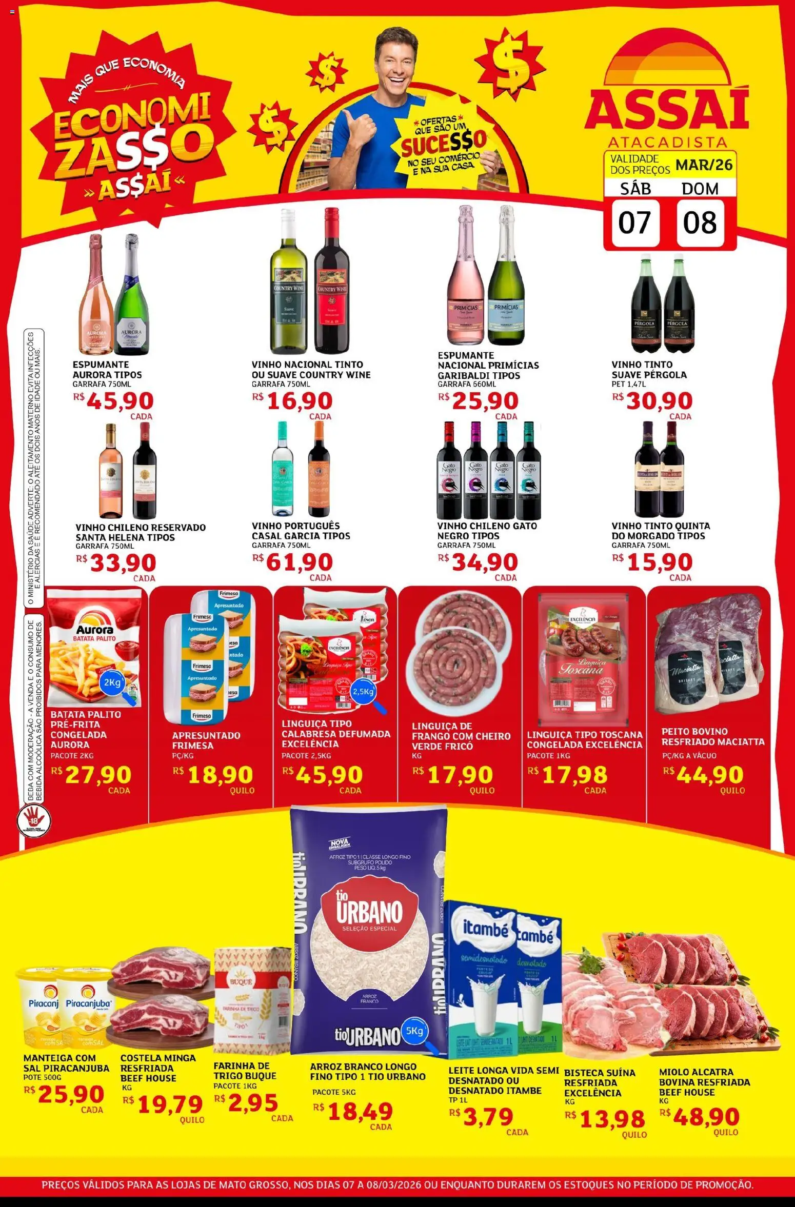 Assaí Atacadista Folheto - válido de 07.03.2026 | Página: 1 | Produtos: Espumante, Farinha de trigo, Alcatra, Leite