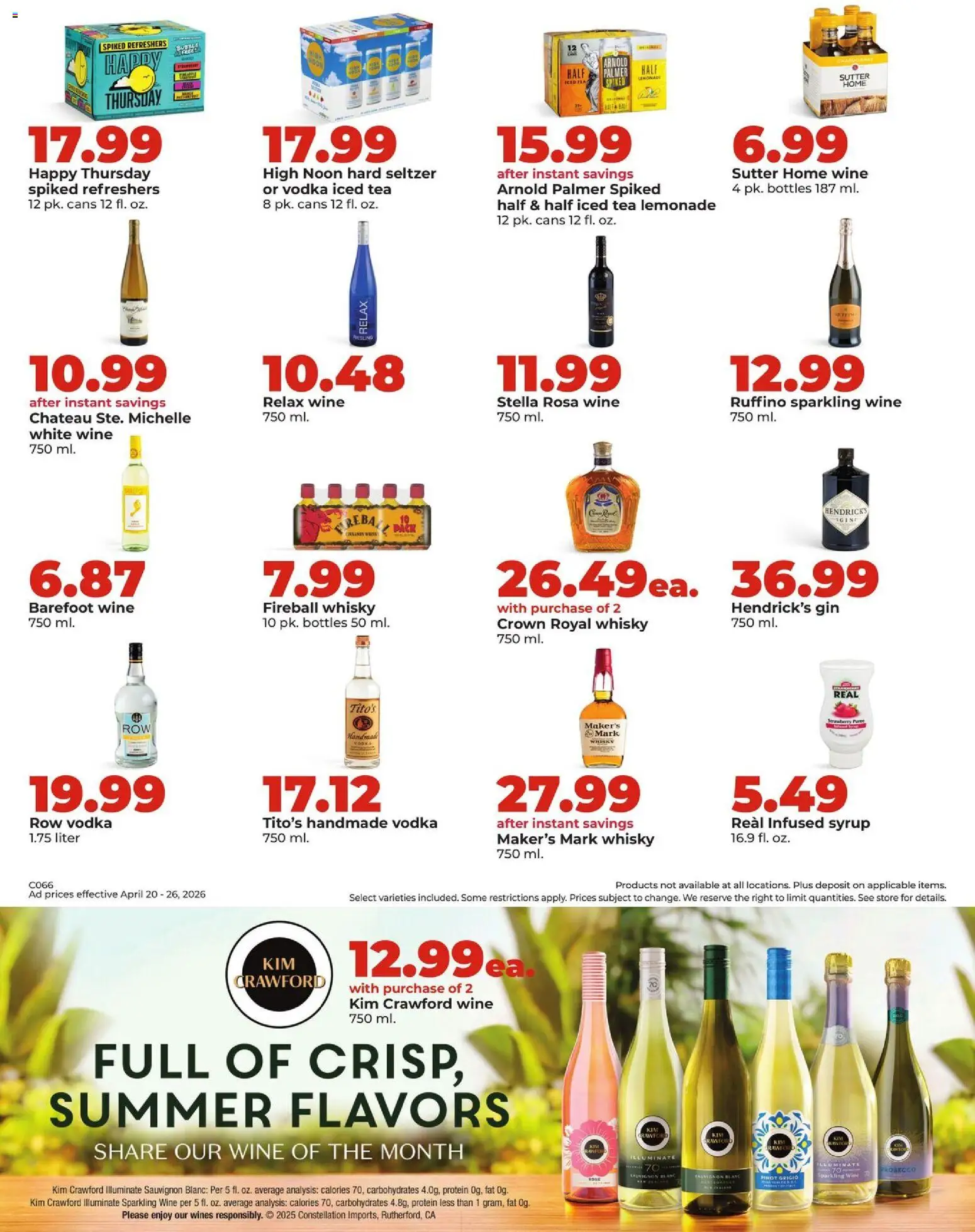 HyVee Weekly Ad - valid from 20.04.2026 | Page: 37 | Products: Wine, Tea, Vodka, Whiskey