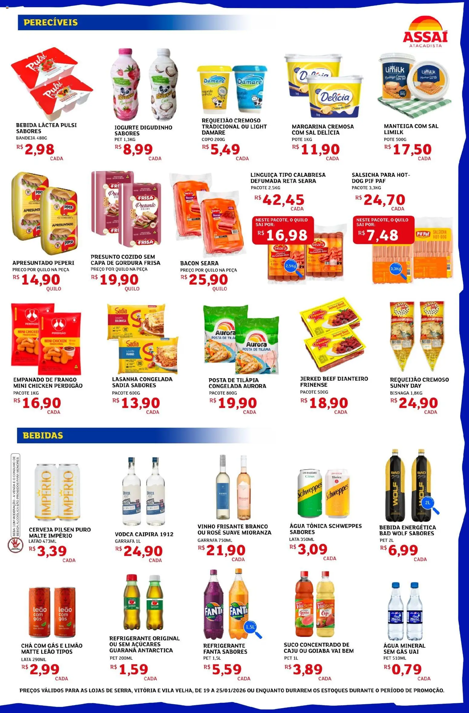 Assaí Atacadista Folheto - válido de 19.01.2026 | Página: 3 | Produtos: Leite, Presunto, Sal, Frango