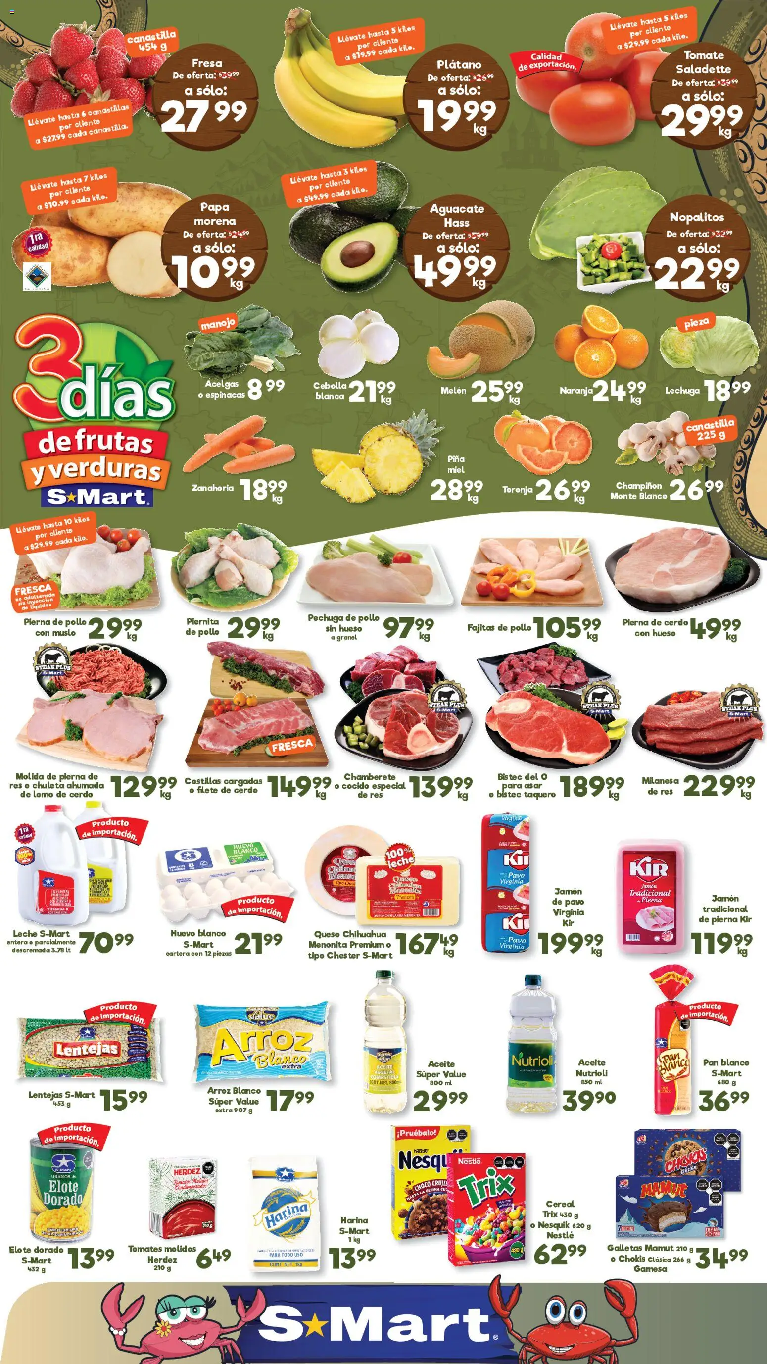 Nuevas ofertas de S-Mart válidas en toda la República Mexicana desde el 03.03.2026. ¡Encuentra las mejores ofertas en S-Mart folleto Nuevo Laredo! | Página: 1 | Productos: Cebolla, Lechuga, Jamón, Arroz