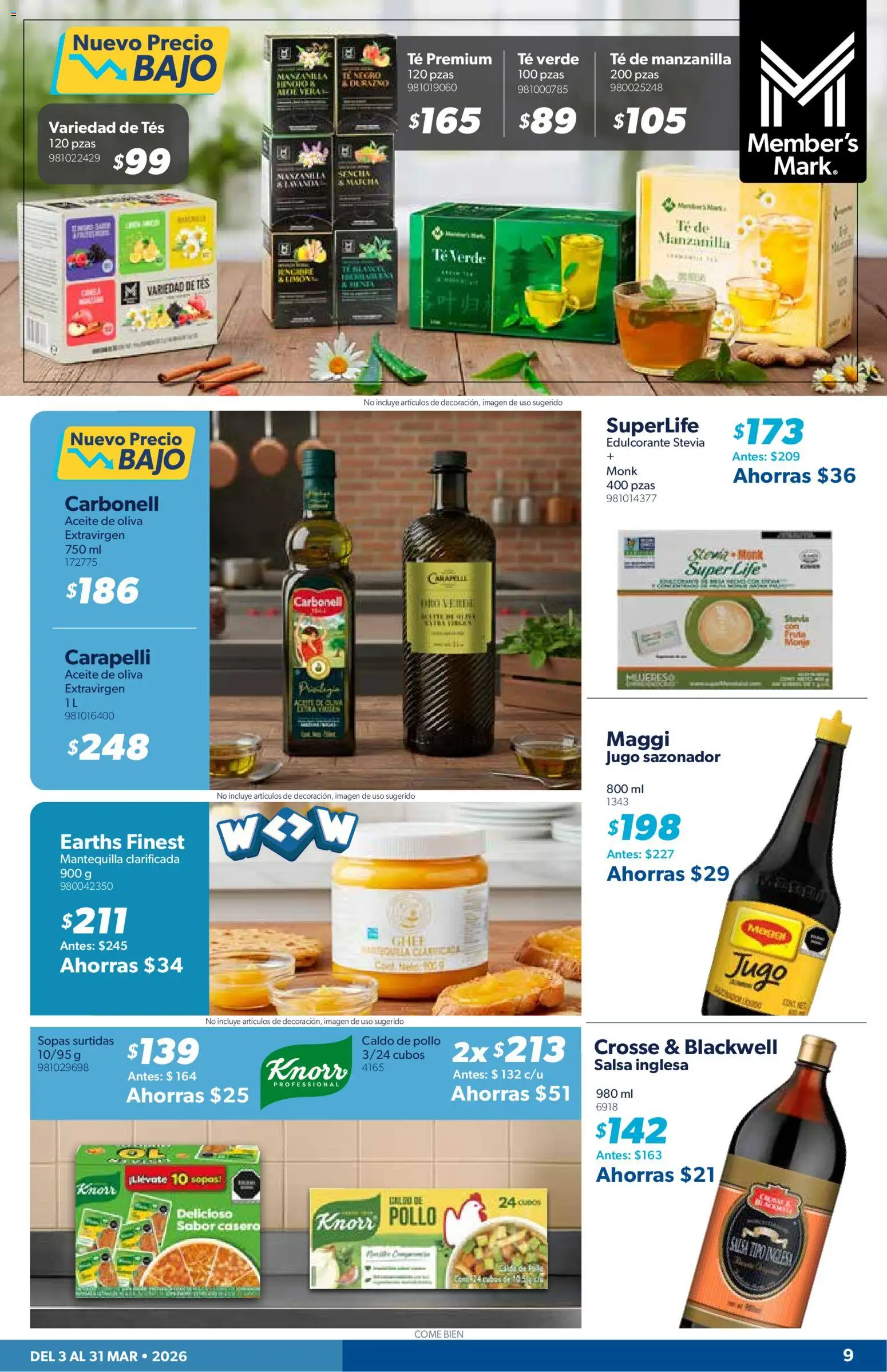 Nuevas ofertas de Sam's Club válidas en toda la República Mexicana desde el 03.03.2026. ¡Encuentra las mejores ofertas en Sam's Club catálogo! | Página: 9 | Productos: Pollo, Edulcorante, Aceite de oliva, Té
