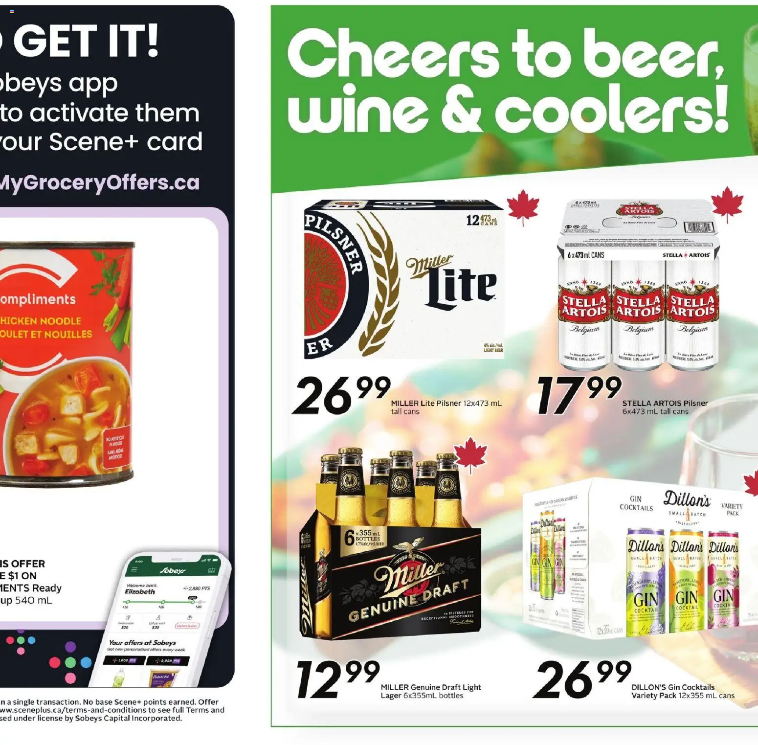 Sobeys flyer valid from 30.10.2025 | Page: 14 | Products: Gin, Wine, Beer