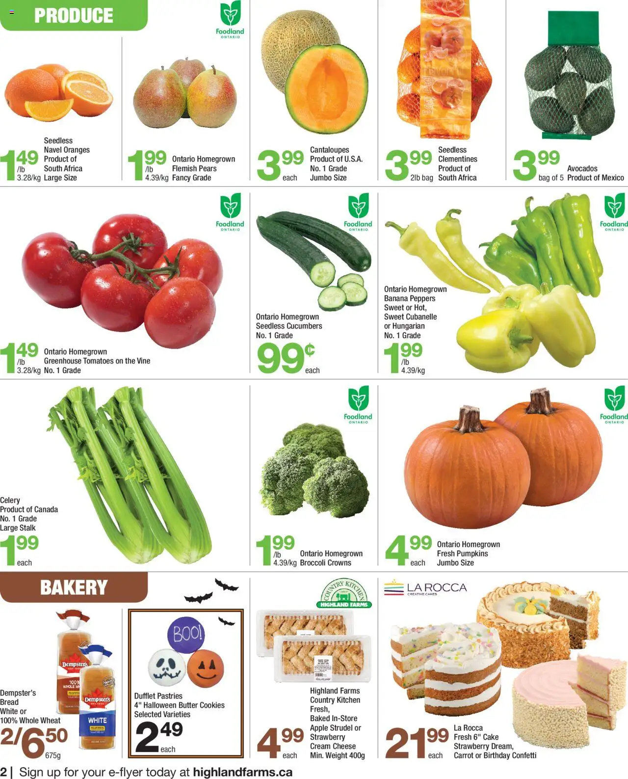 Highland Farms flyer valid from 16.10.2025 | Page: 2 | Products: Carrot, Cream, Bakery, Oranges