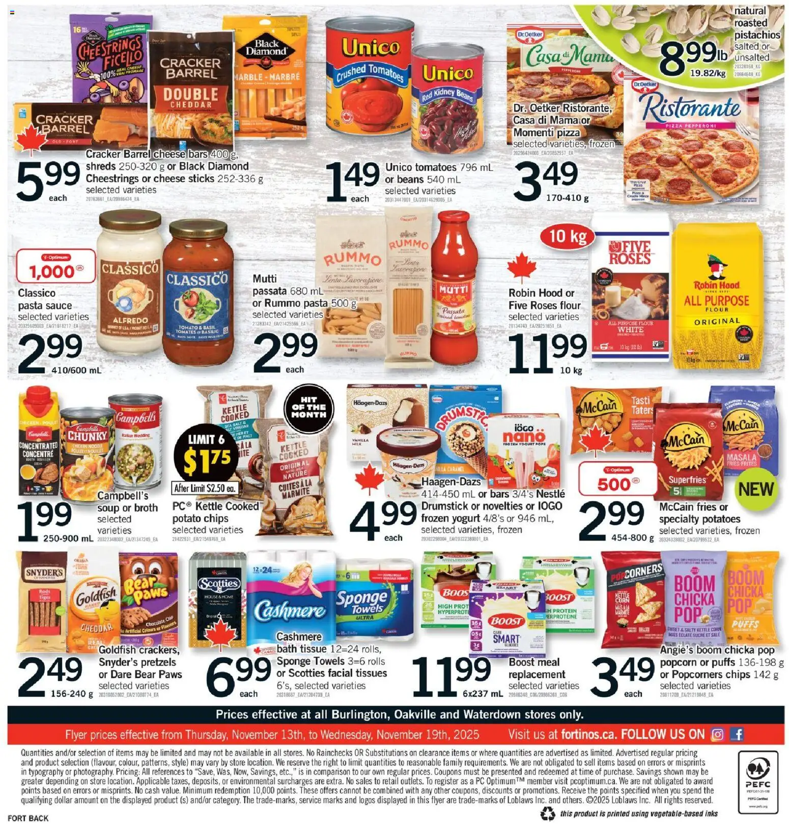 Fortinos flyer valid from 13.11.2025 | Page: 2 | Products: Pasta, PC, Kettle, Pizza