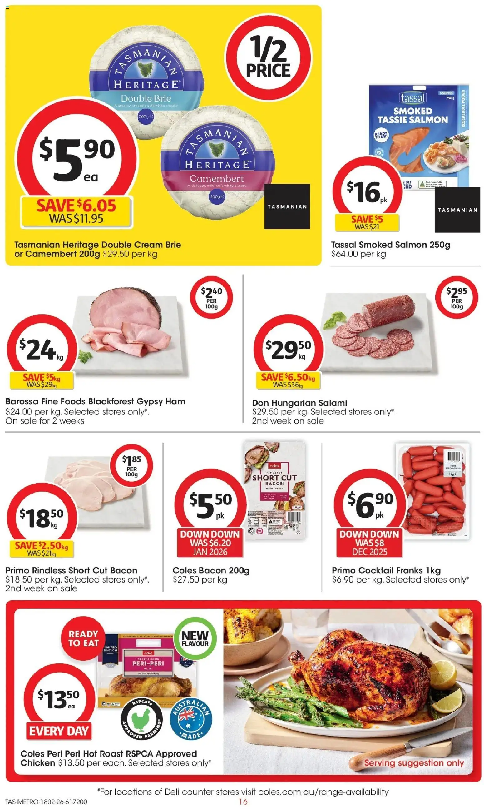 Coles catalogue - valid from 18.02.2026 | Page: 16 | Products: Bacon, Salami, Chicken, Cream