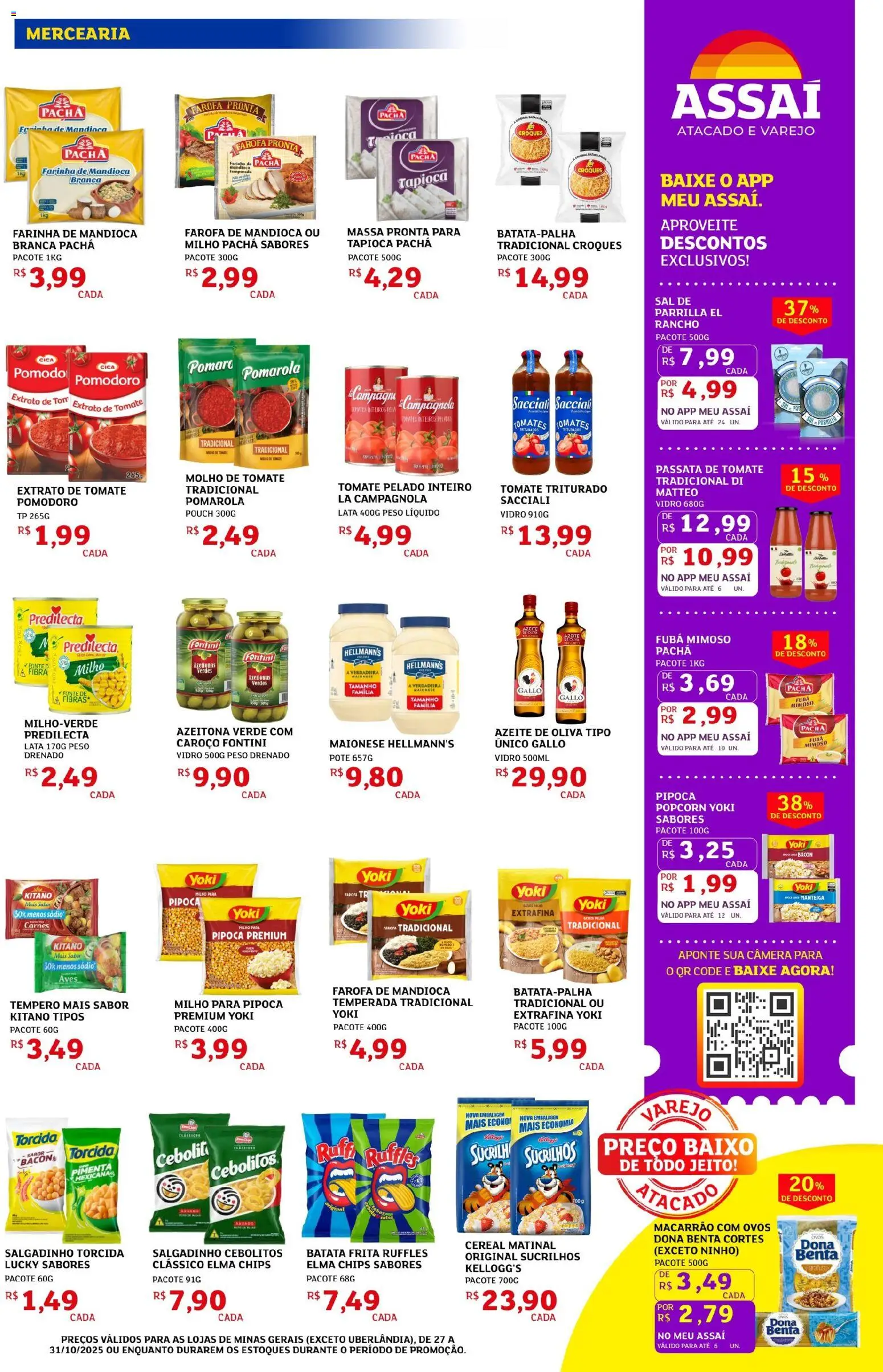 Assaí Atacadista Folheto - válido de 27.10.2025 | Página: 3 | Produtos: Tomates, Macarrão, Massa, Azeite