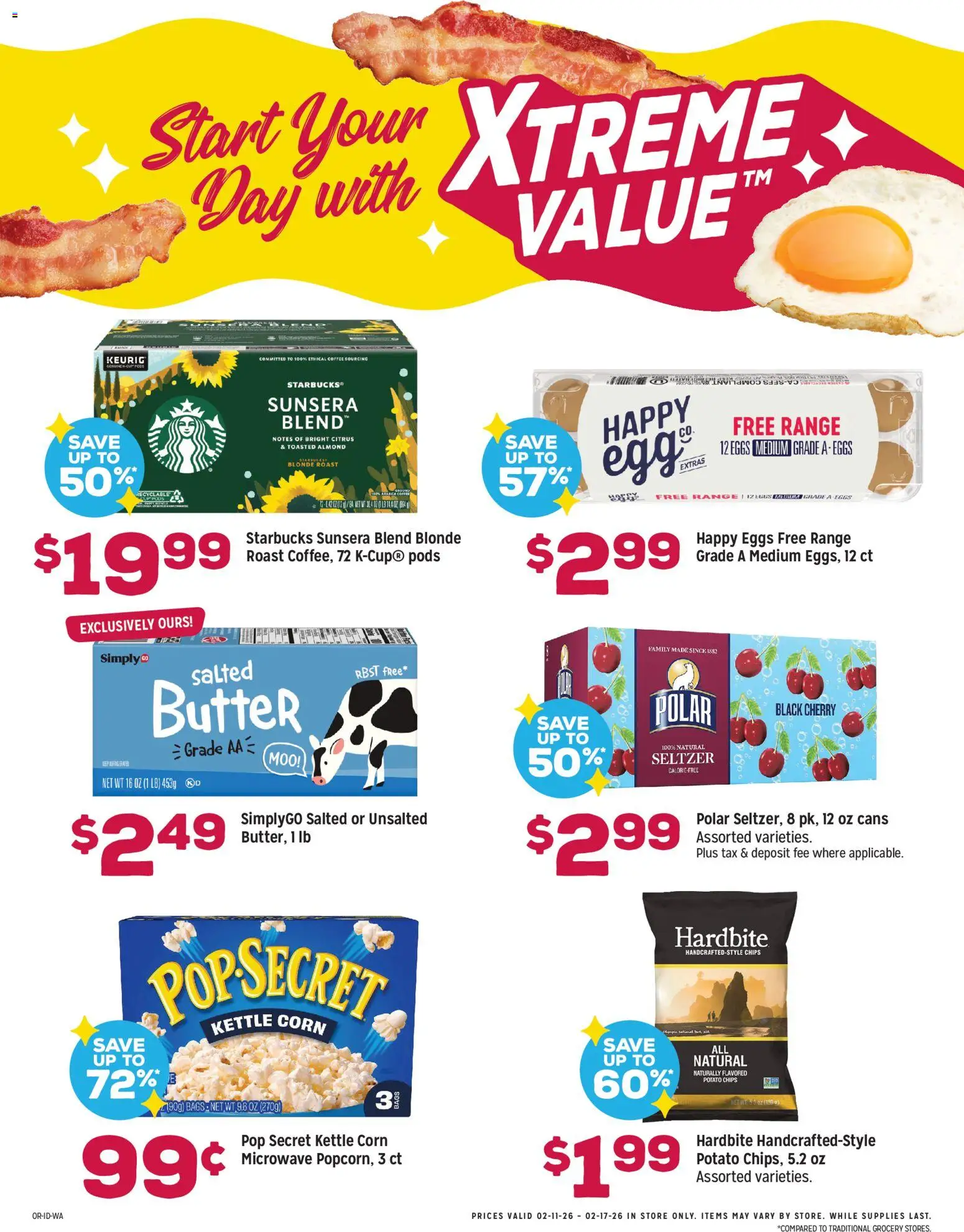 Grocery Outlet Weekly Ad - valid from 11.02.2026 | Page: 4 | Products: Corn, Coffee, Microwave, Kettle