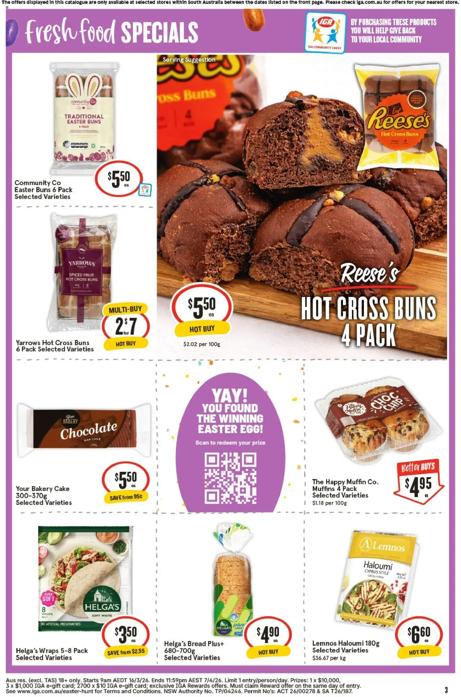 IGA catalogue - valid from 01.04.2026 | Page: 3 | Products: Bread, Chocolate, Muffins, Bakery