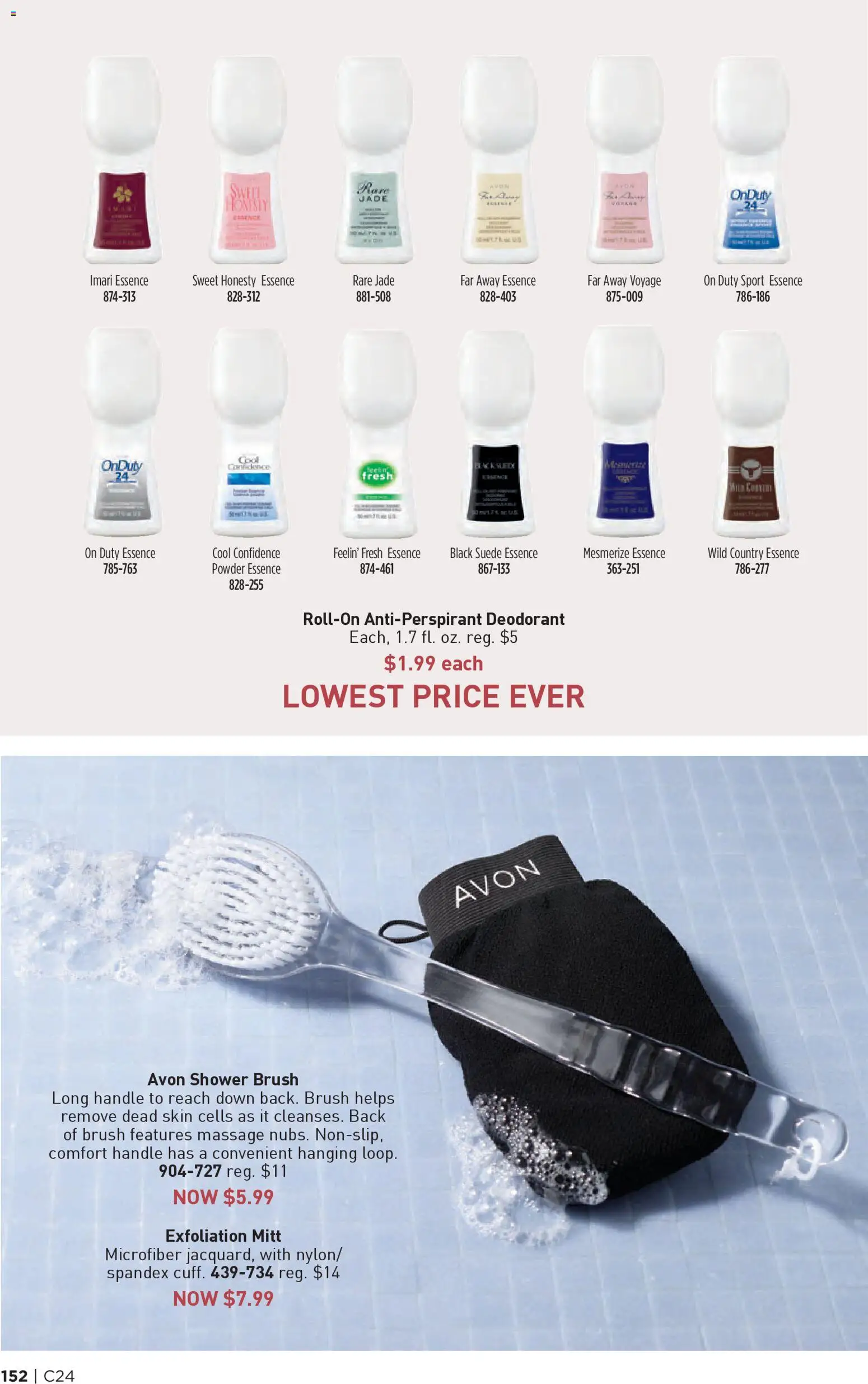 Avon Brochure - valid from 19.11.2025 | Page: 152 | Products: Shower, Brush, Deodorant, Antiperspirant