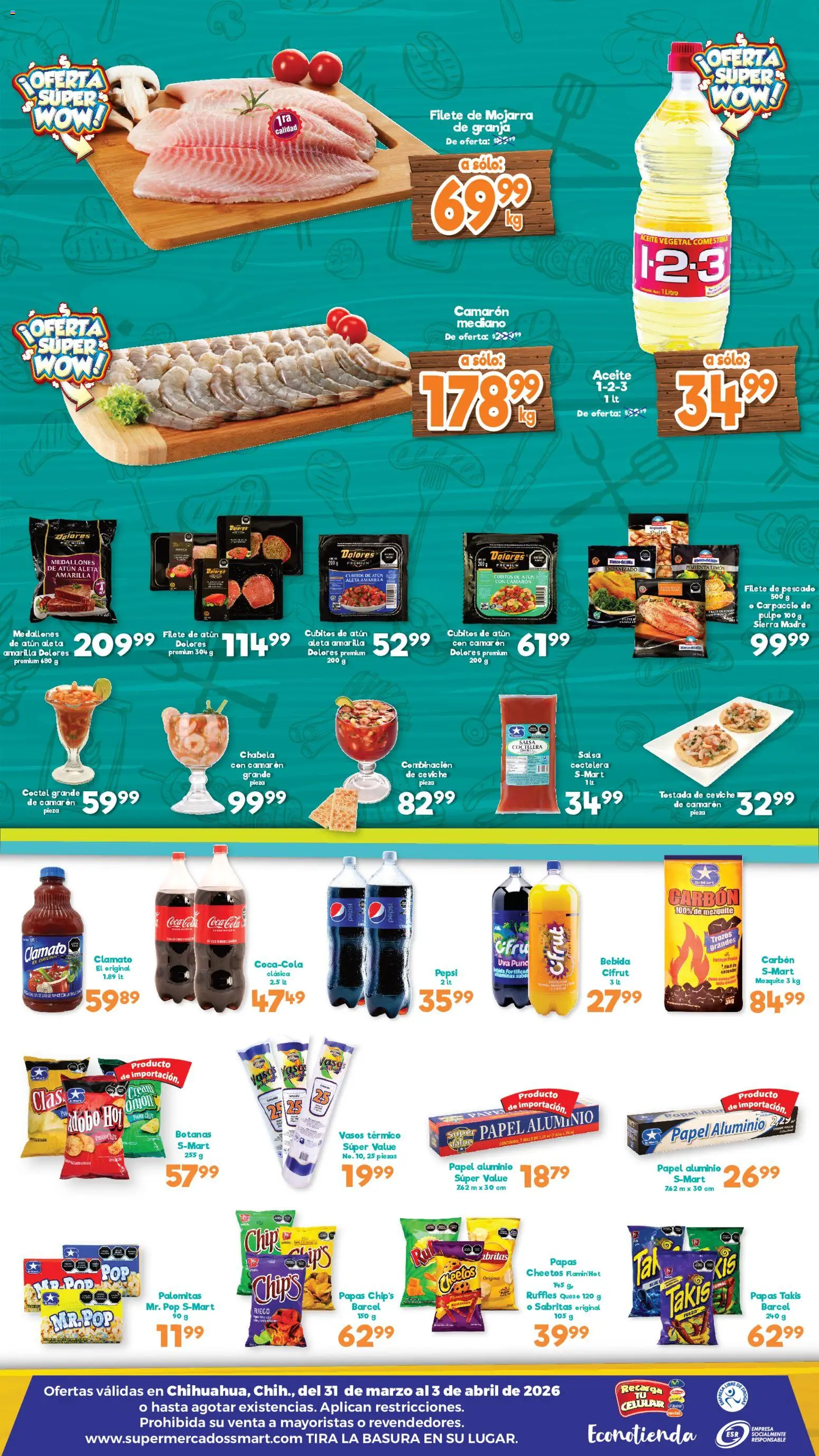 Nuevas ofertas de S-Mart válidas en toda la República Mexicana desde el 31.03.2026. ¡Encuentra las mejores ofertas en S-Mart folleto Ofertas de feria Chihuahua! | Página: 2 | Productos: Queso, Uva, Vitaminas, Vasos