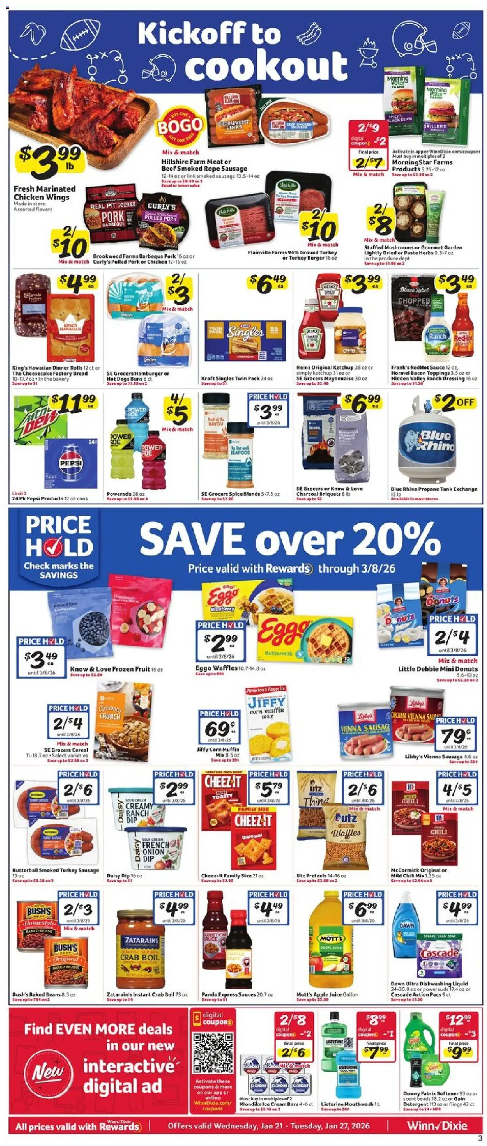 Winn Dixie Weekly Circular - GA - valid from 21.01.2026 | Page: 3 | Products: Bakery, Mushrooms, Pork, Cream
