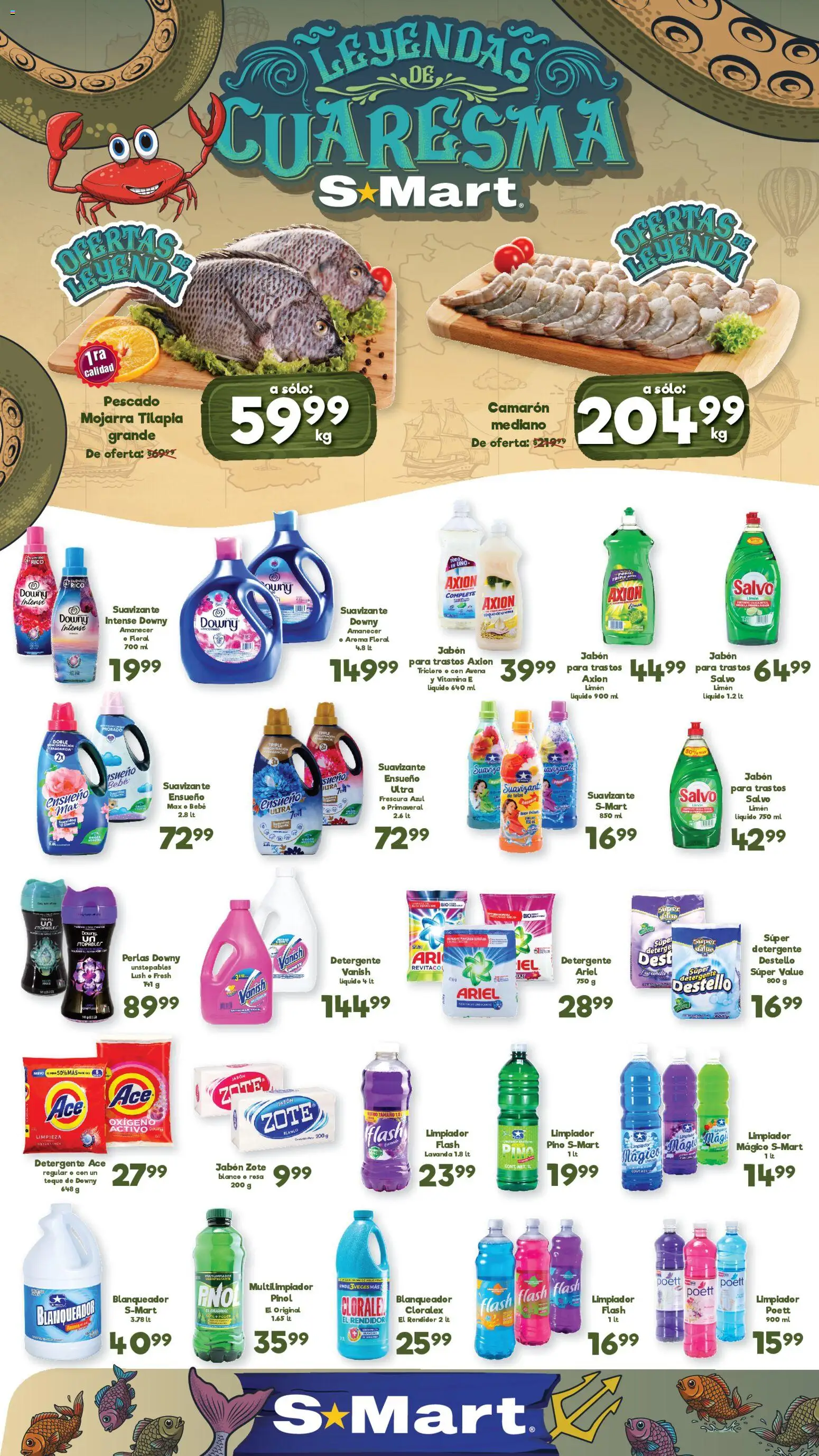 Nuevas ofertas de S-Mart válidas en toda la República Mexicana desde el 27.02.2026. ¡Encuentra las mejores ofertas en S-Mart folleto Ofertas de feria Monterrey! | Página: 1 | Productos: Crema, Limón, Limpiador, Jabón