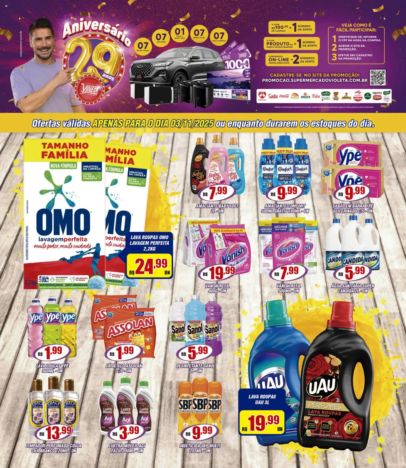 Violeta Supermercados Folheto - válido de 03.11.2025 | Página: 1 | Produtos: Pó, Roupas, Desinfetante, Água sanitária