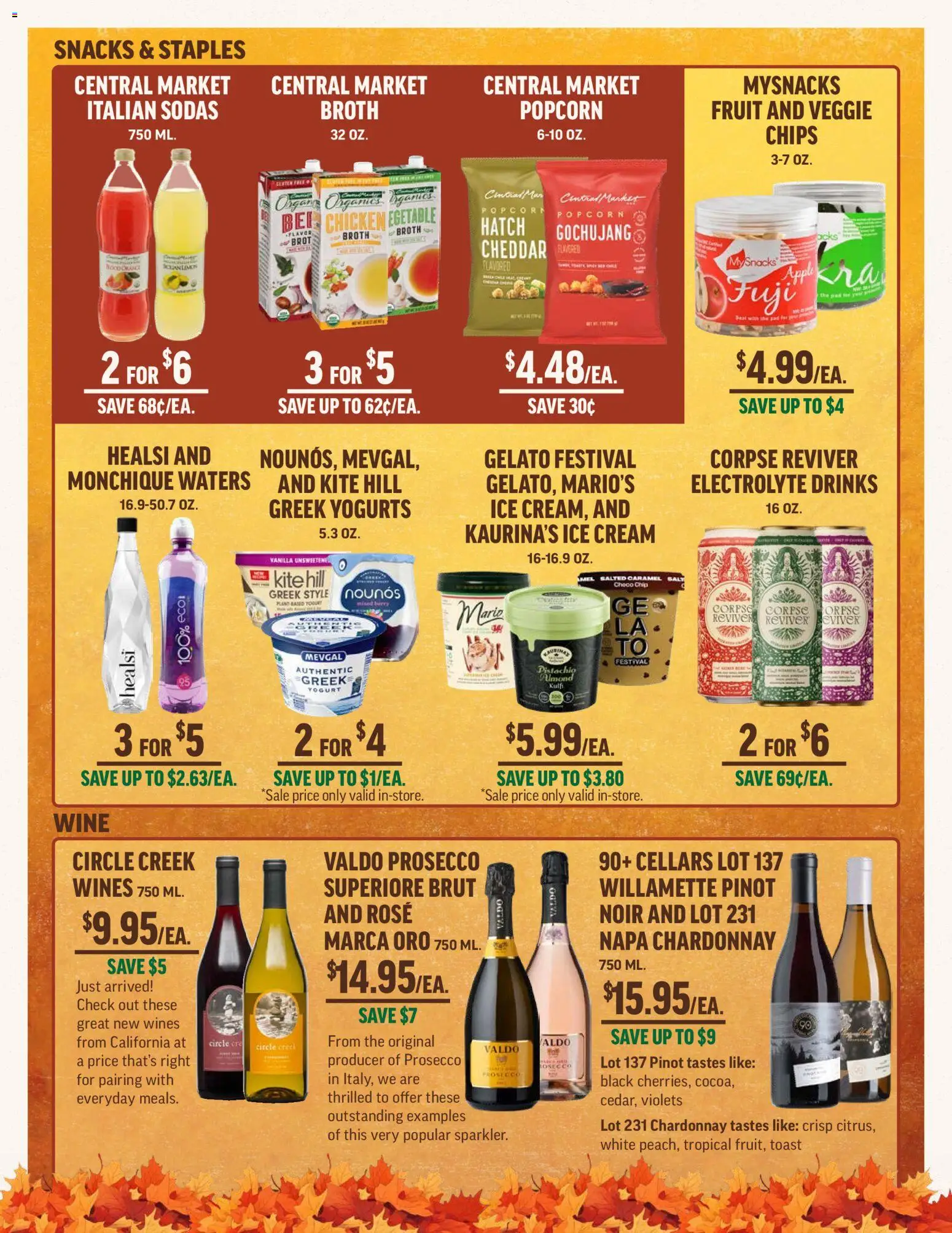 Central Market Weekly Ad - valid from 29.10.2025 | Page: 3 | Products: Yogurt, Wine, Chips, Ice cream