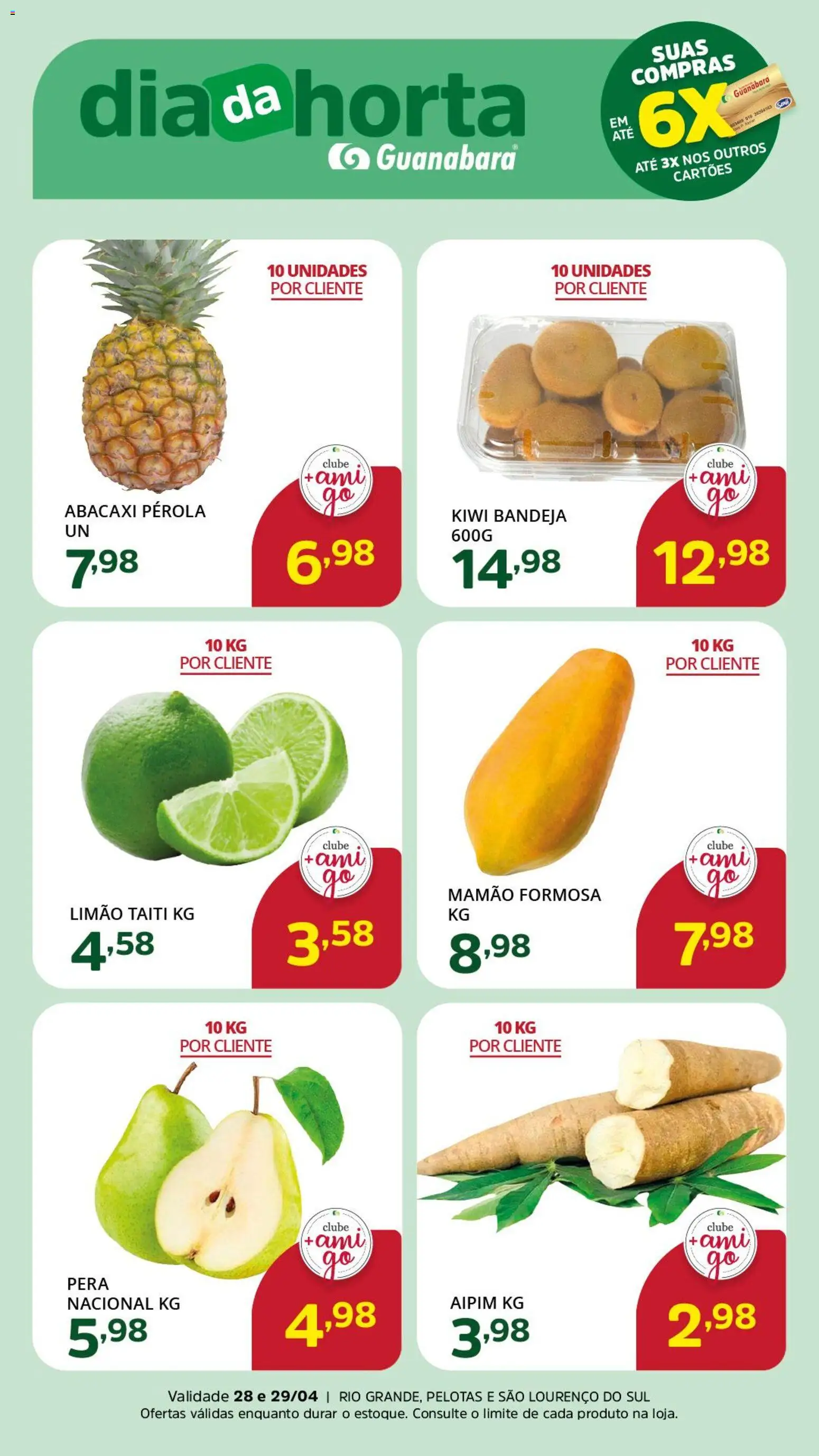Supermercado Guanabara Folheto - válido de 28.04.2026 | Página: 3 | Produtos: Pera, Kiwi, Bandeja, Mamão
