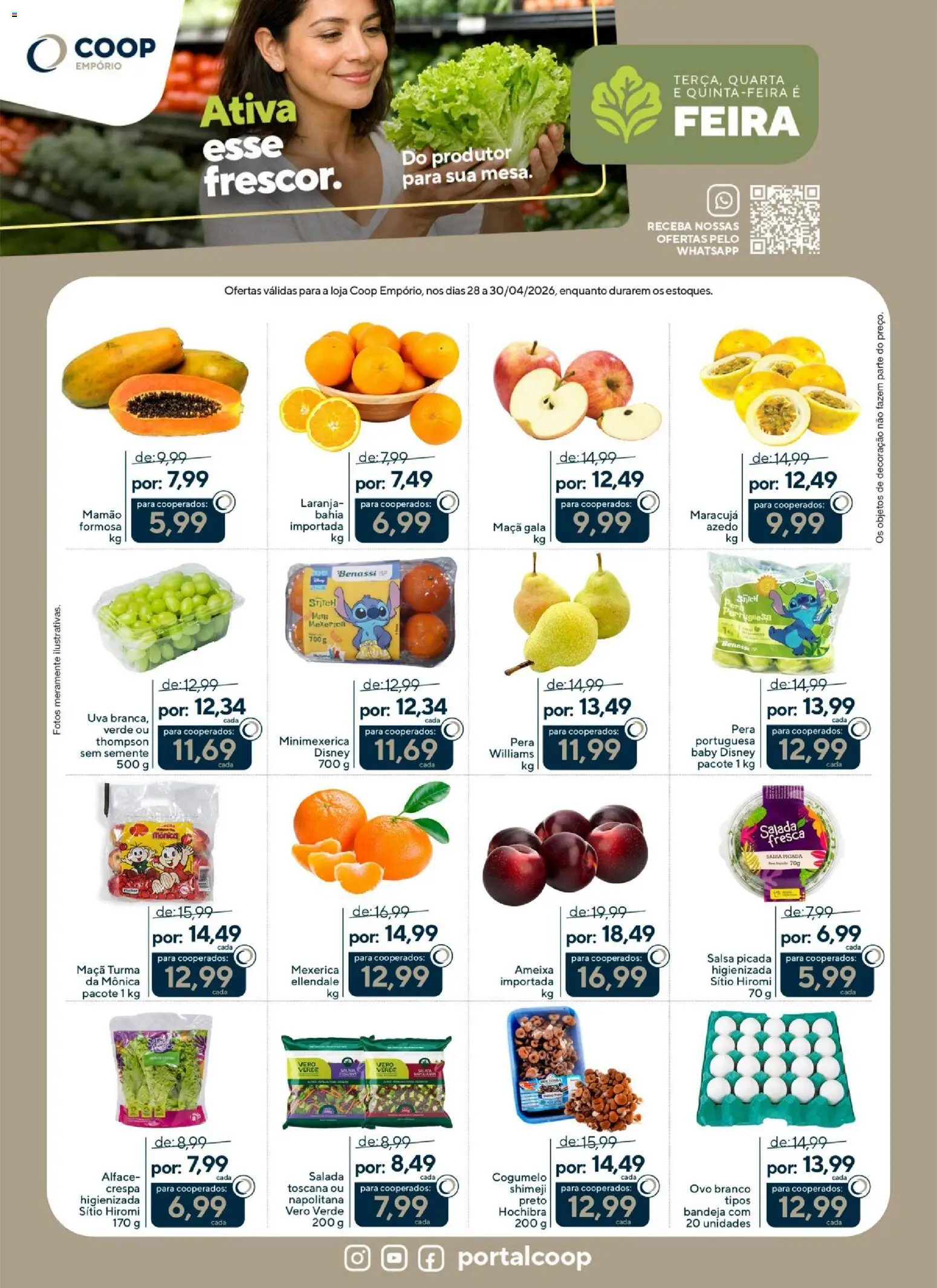 Coop Folheto - válido de 28.04.2026 | Página: 1 | Produtos: Mexerica, Salada, Alface, Ameixa