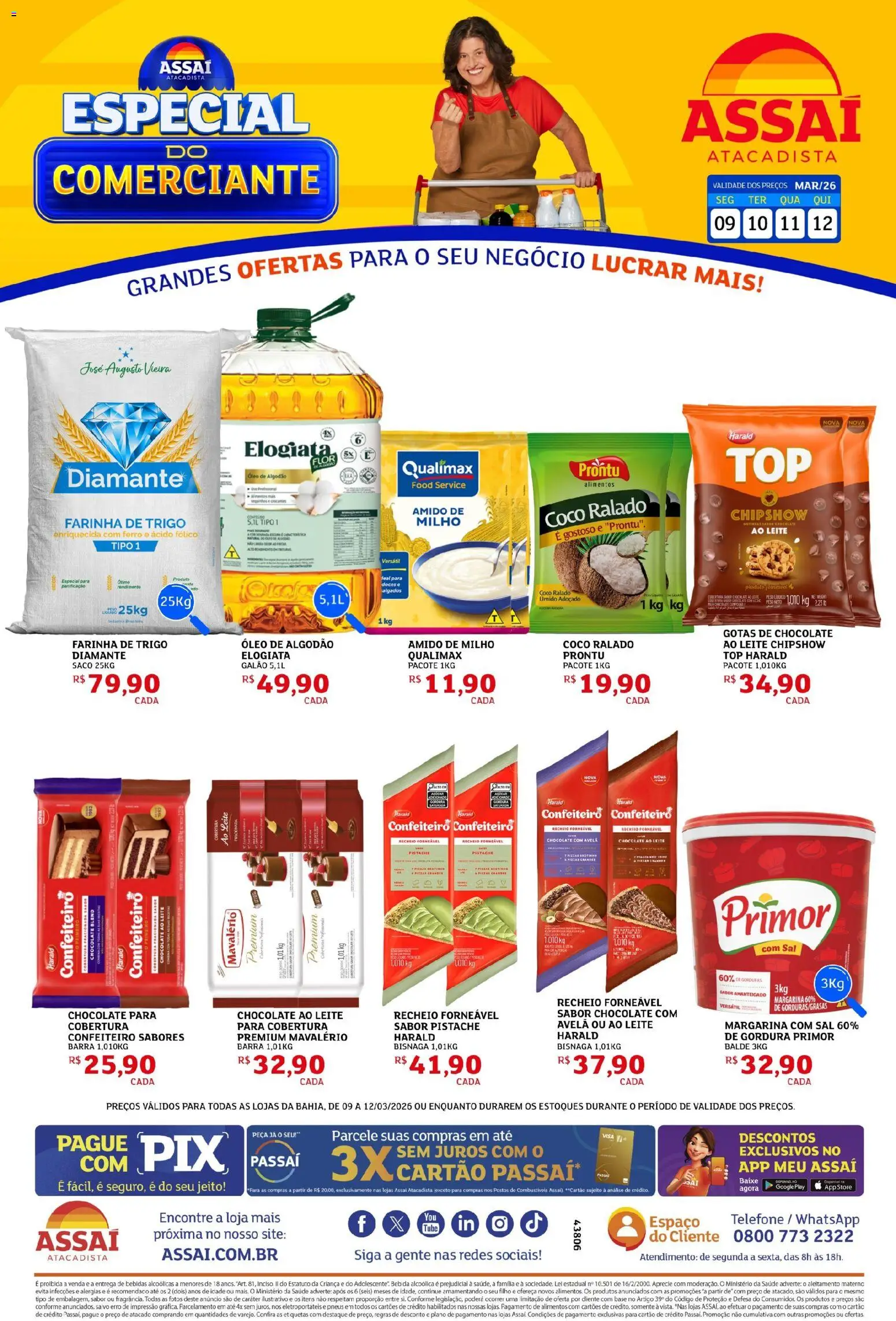 Assaí Atacadista Folheto - válido de 09.03.2026 | Página: 1 | Produtos: Leite, Chocolate, Base, Bebida