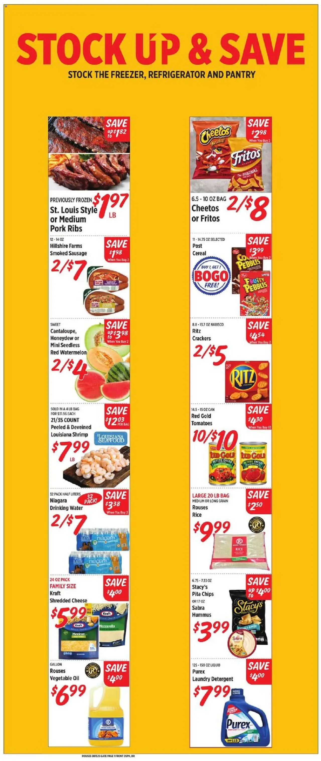 Rouses Weekly Ad - valid from 13.08.2025 | Page: 1 | Products: Tomatoes, Detergent, Water, Watermelon