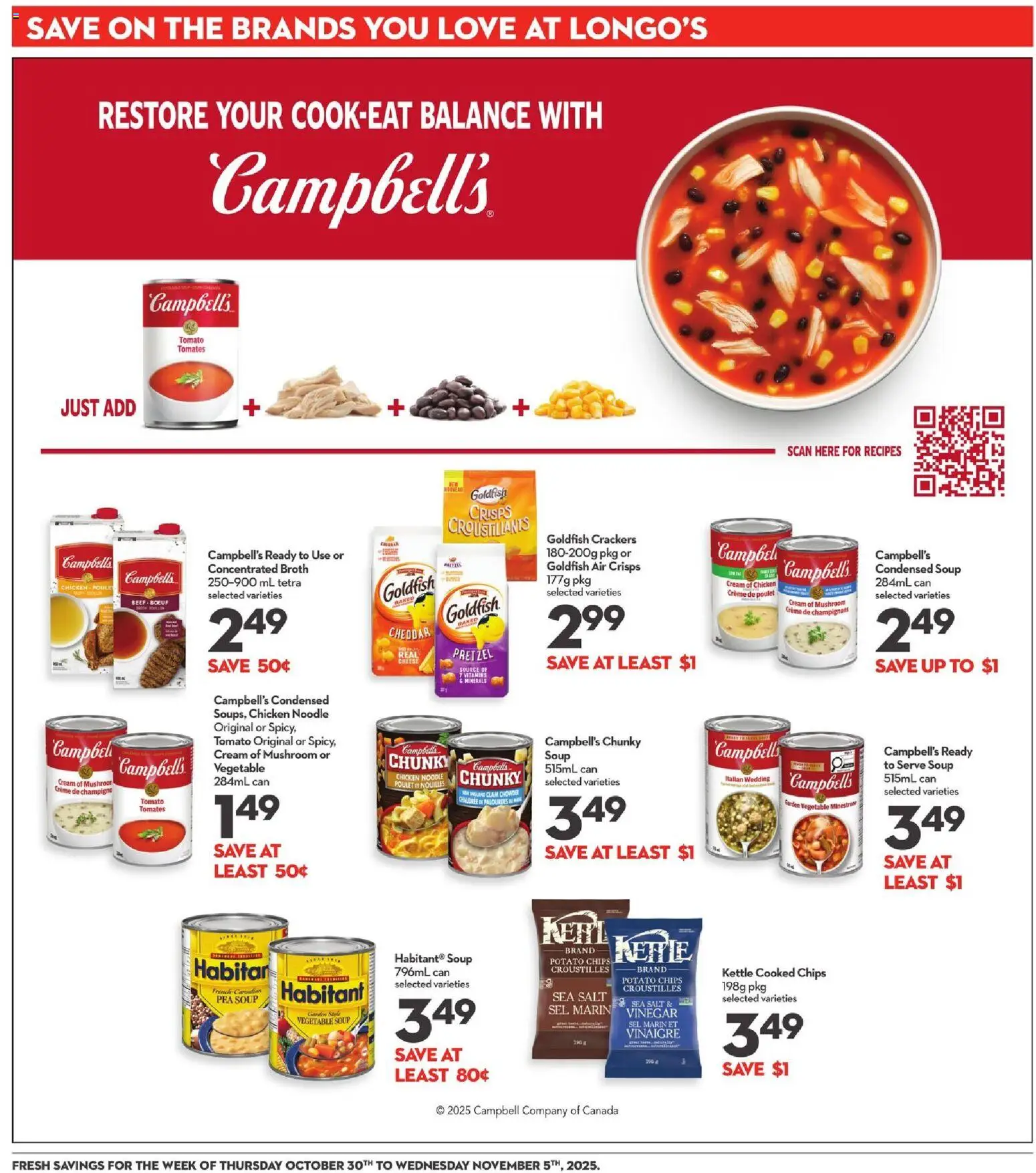 Longo's flyer valid from 30.10.2025 | Page: 19 | Products: Chips, Cream, Kettle, Chicken