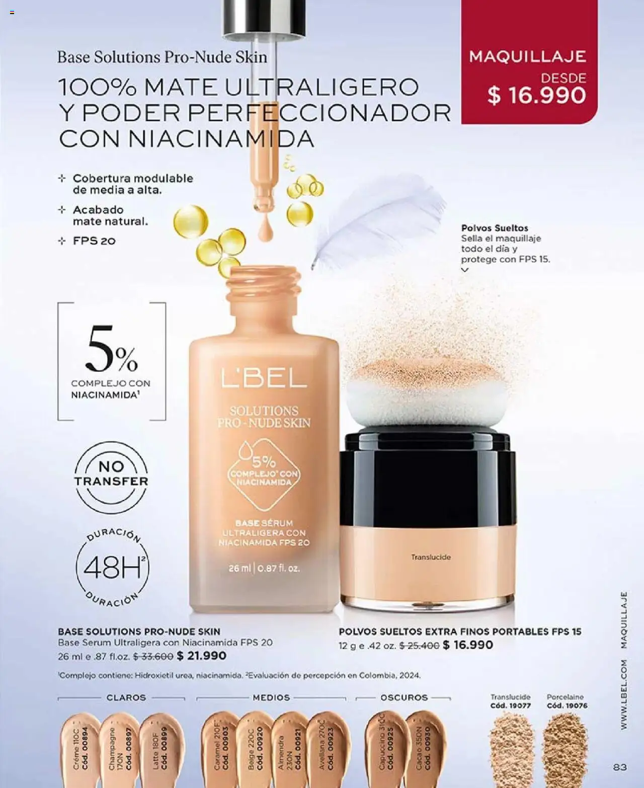 Catálogo L'Bel Campaña 17 │ válido desde el 14.10.2025 | Página: 83 | Productos: Cacao, Maquillaje, Mate, Base