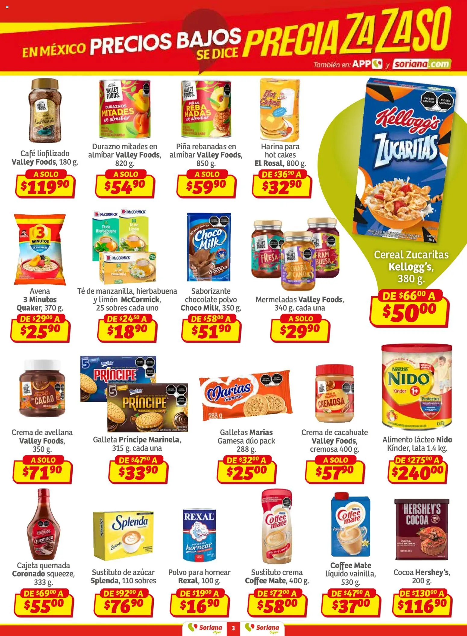 Nuevas ofertas de Soriana válidas en toda la República Mexicana desde el 30.01.2026. ¡Encuentra las mejores ofertas en Soriana - Preciazazaso Súper: Frontera BCN, Son! | Página: 3 | Productos: Harina, Cacahuate, Limón, Café