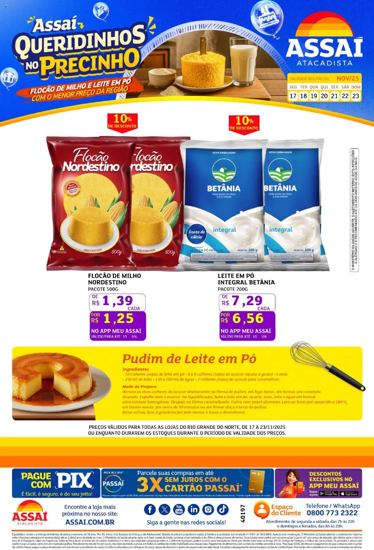 Assaí Atacadista Folheto - válido de 17.11.2025 | Página: 1 | Produtos: Geladeira, Pó, Leite, Pneus