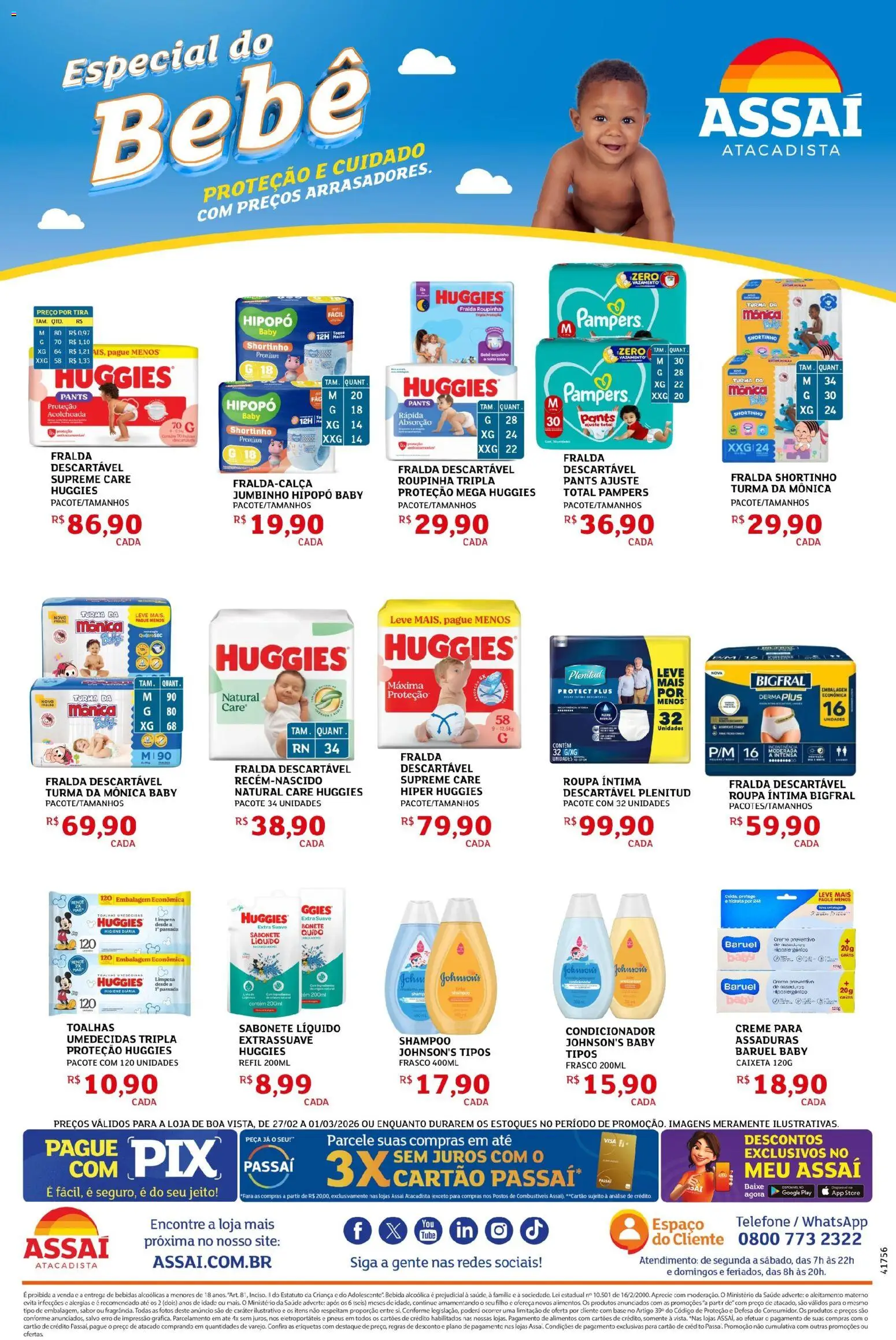 Assaí Atacadista Folheto - válido de 27.02.2026 | Página: 4 | Produtos: Shampoo, Pampers, Base, Creme