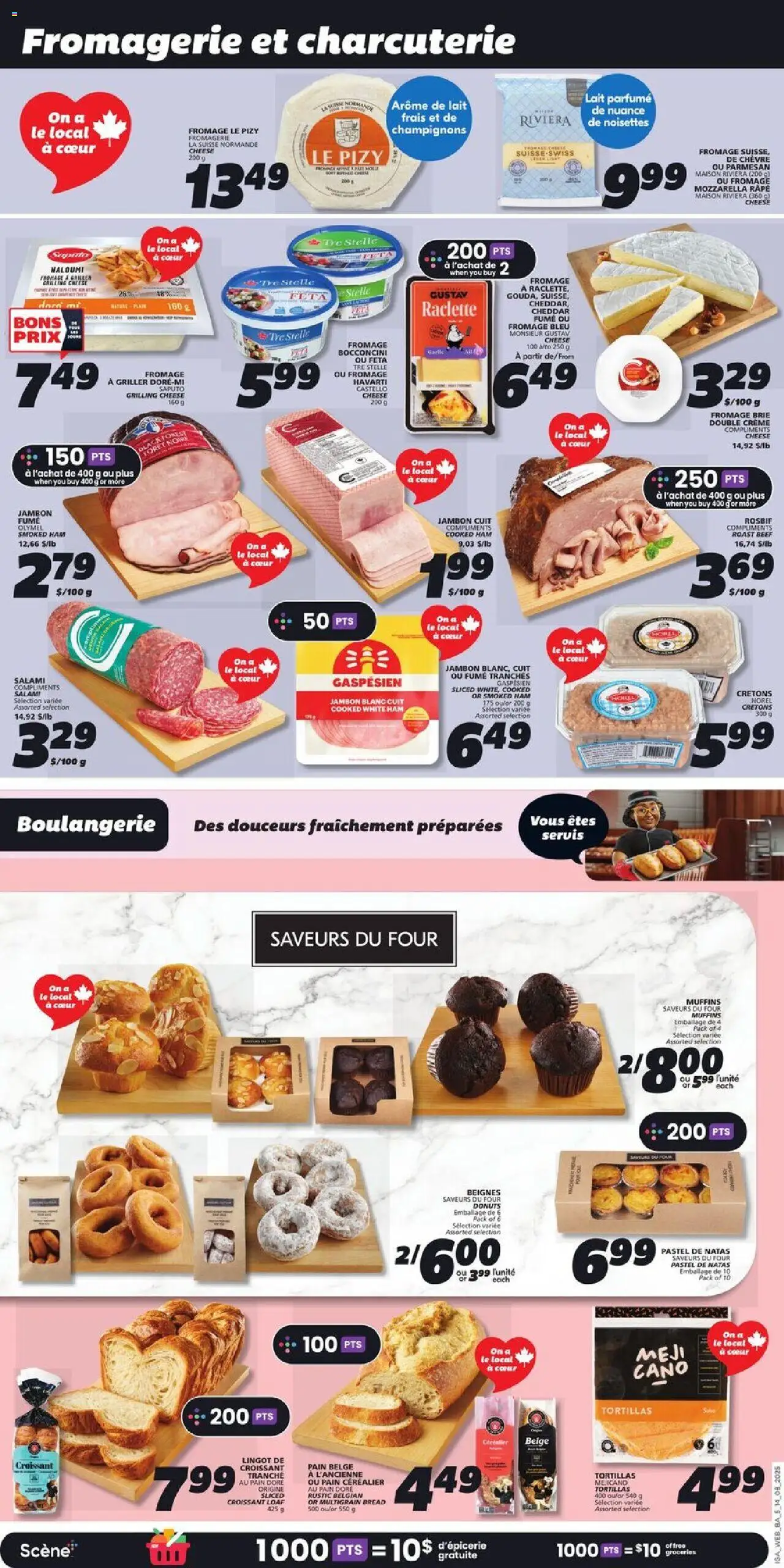 IGA flyer valid from 14.08.2025 | Page: 7 | Products: Cheese, Bread, Salami, Ham