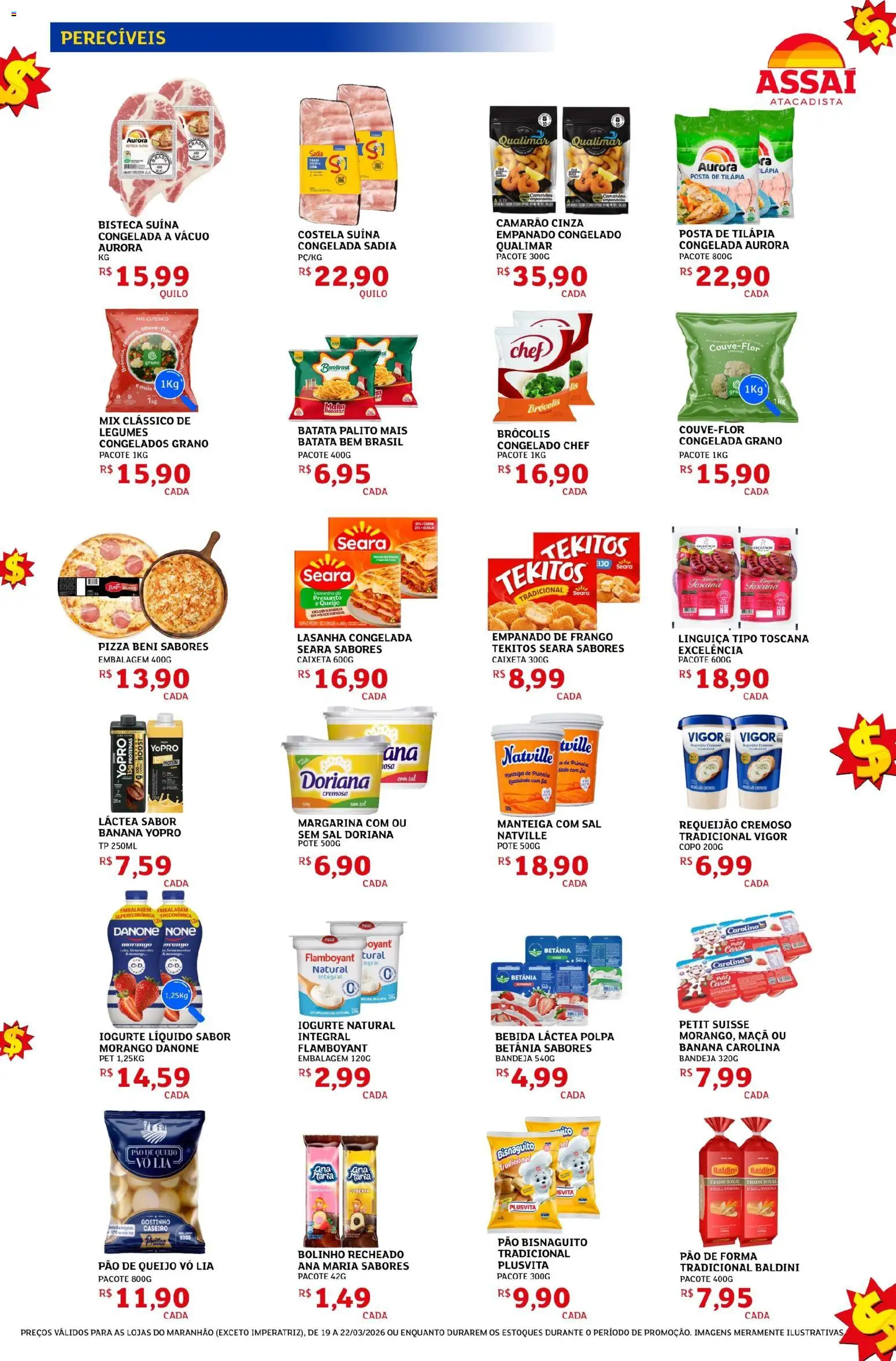 Assaí Atacadista ofertas - MA Folheto - válido de 19.03.2026 | Página: 3 | Produtos: Manteiga, Presunto, Batata, Pão de queijo