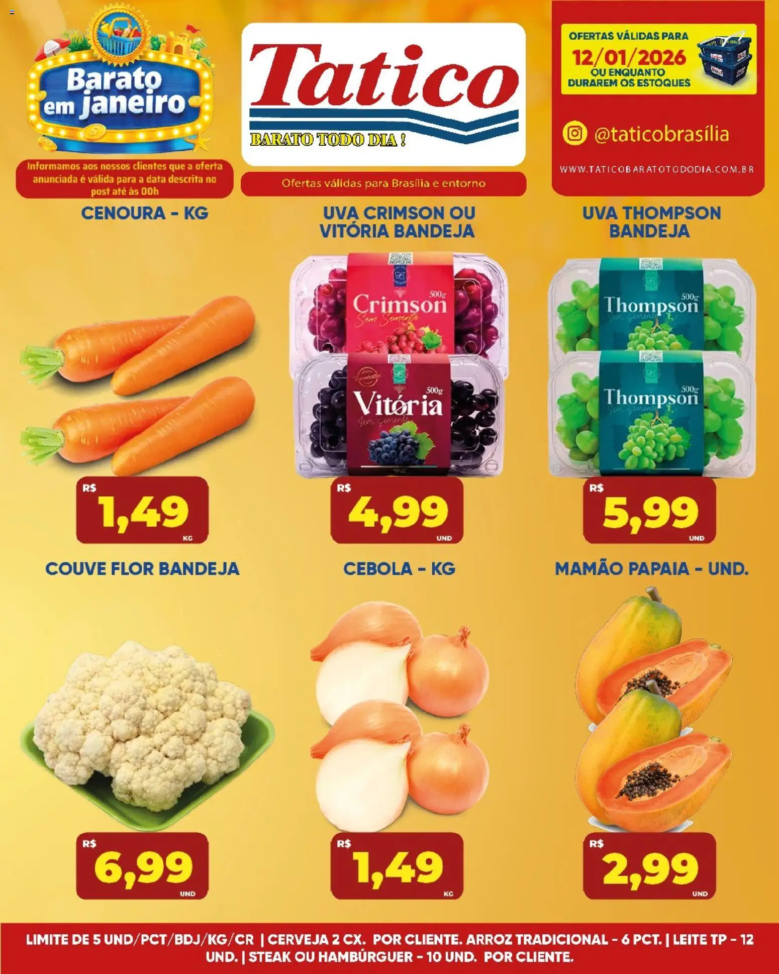 Tatico Folheto - válido de 13.01.2026 | Página: 23 | Produtos: Cebola, Arroz, Hambúrguer, Mamão