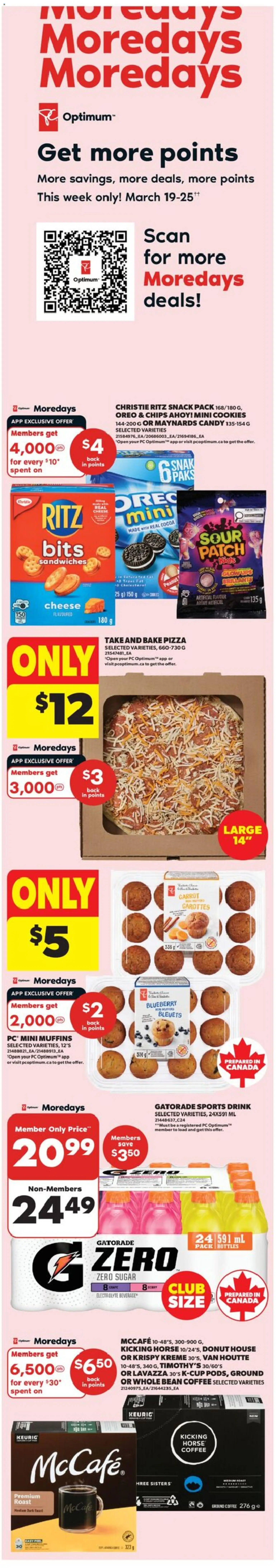 Real Canadian Superstore flyer valid from 19.03.2026 | Page: 1 | Products: Cookies, PC, Coffee, Pizza