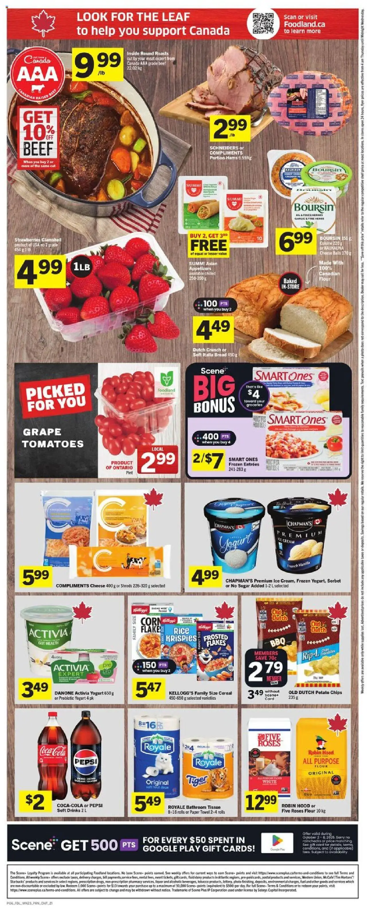 Foodland flyer valid from 02.10.2025 | Page: 2 | Products: Rice, Chips, Cheese, Bread
