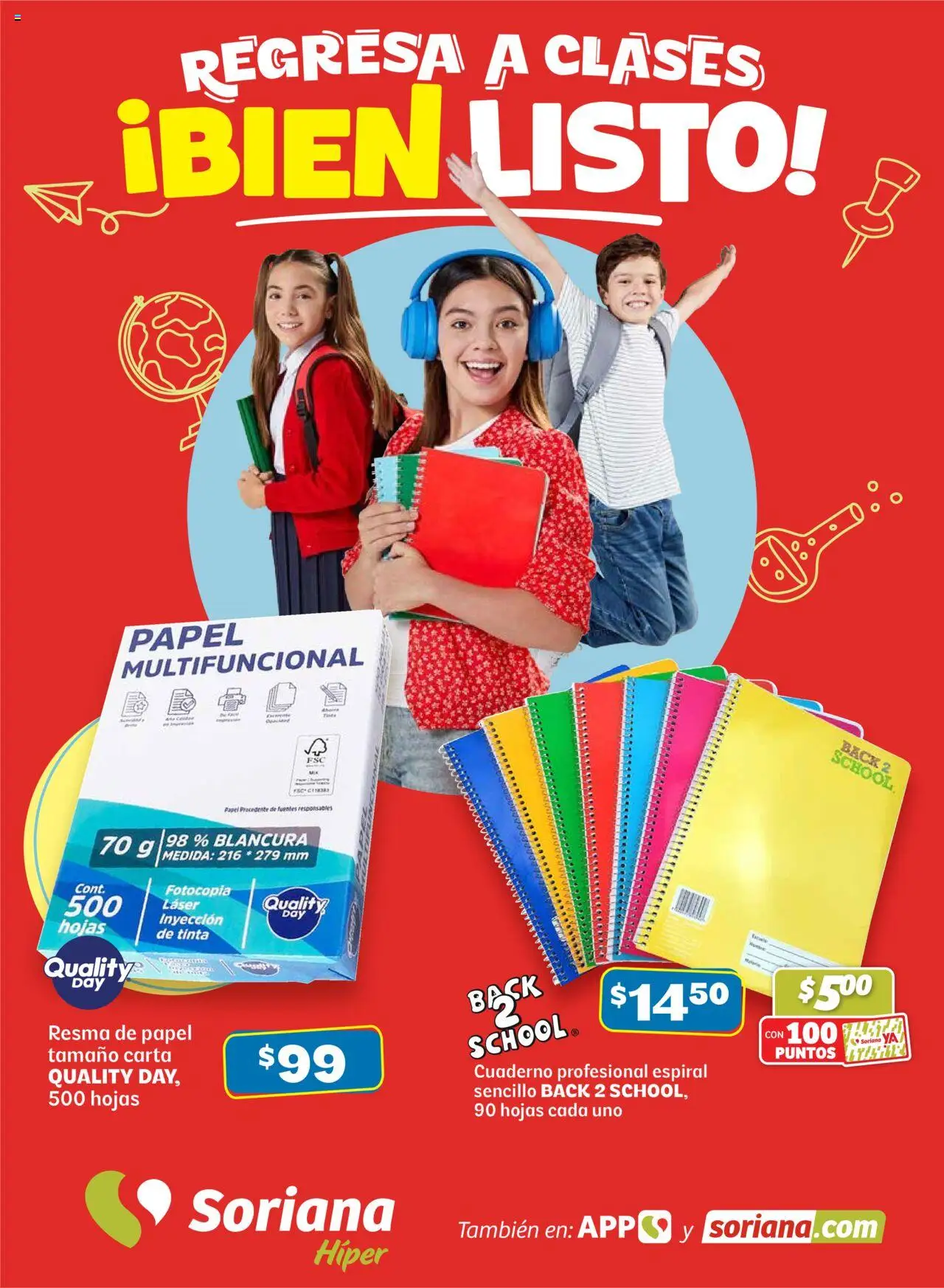 Nuevas ofertas de Soriana válidas en toda la República Mexicana desde el 14.08.2025. ¡Encuentra las mejores ofertas en Soriana - Regresa a clases bien listo Híper Nacional! | Página: 1 | Productos: Cuaderno