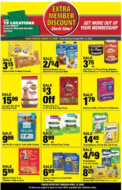 Preview of Bi-Mart weekly ads valid from 24.03.2026 | Page: 15 | Products: Dog Treats, Dog Food, Cat Food, Milk