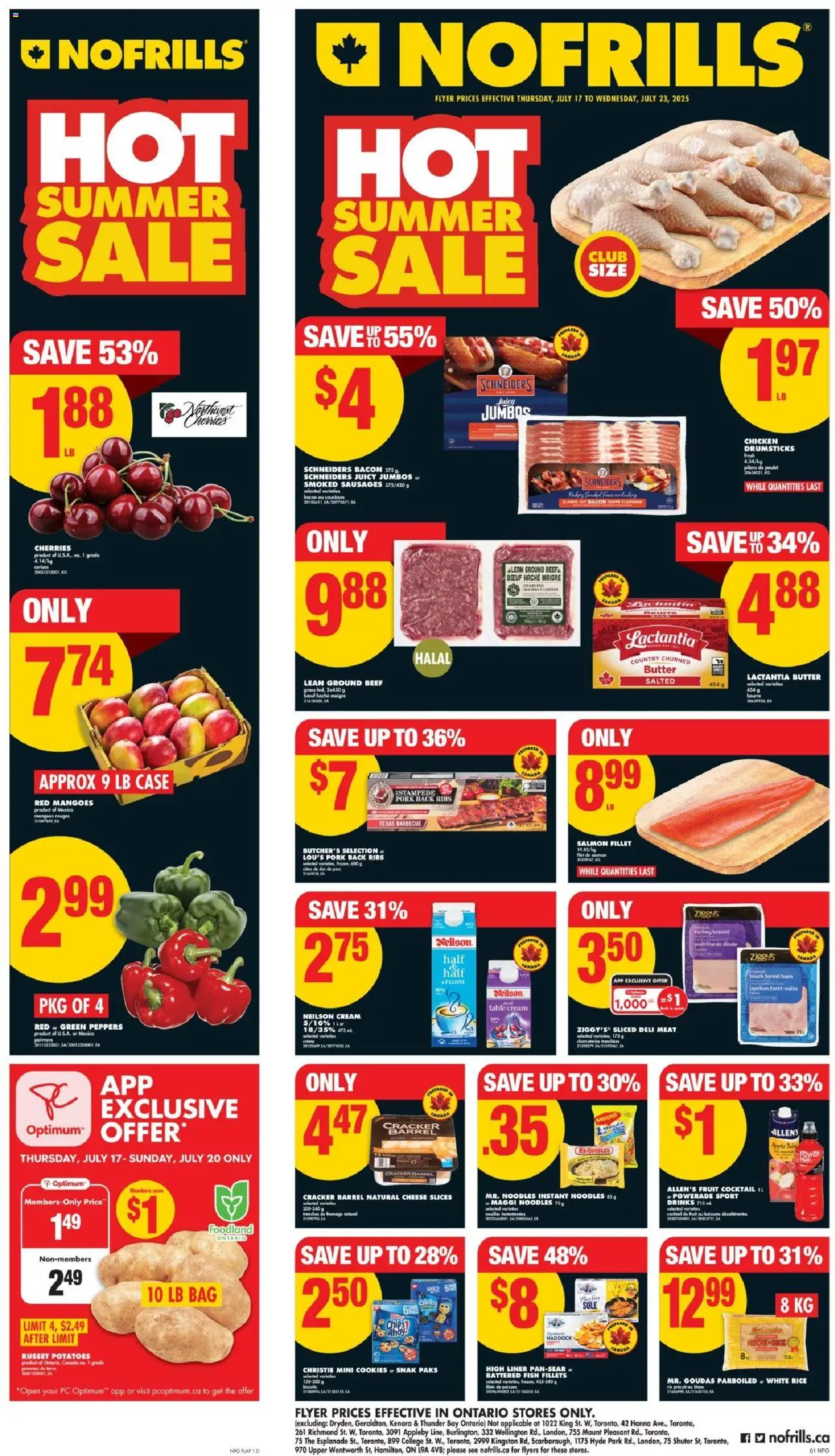 No Frills flyer valid from 17.07.2025 | Page: 1 | Products: Fish, Beef, Butter, Chicken