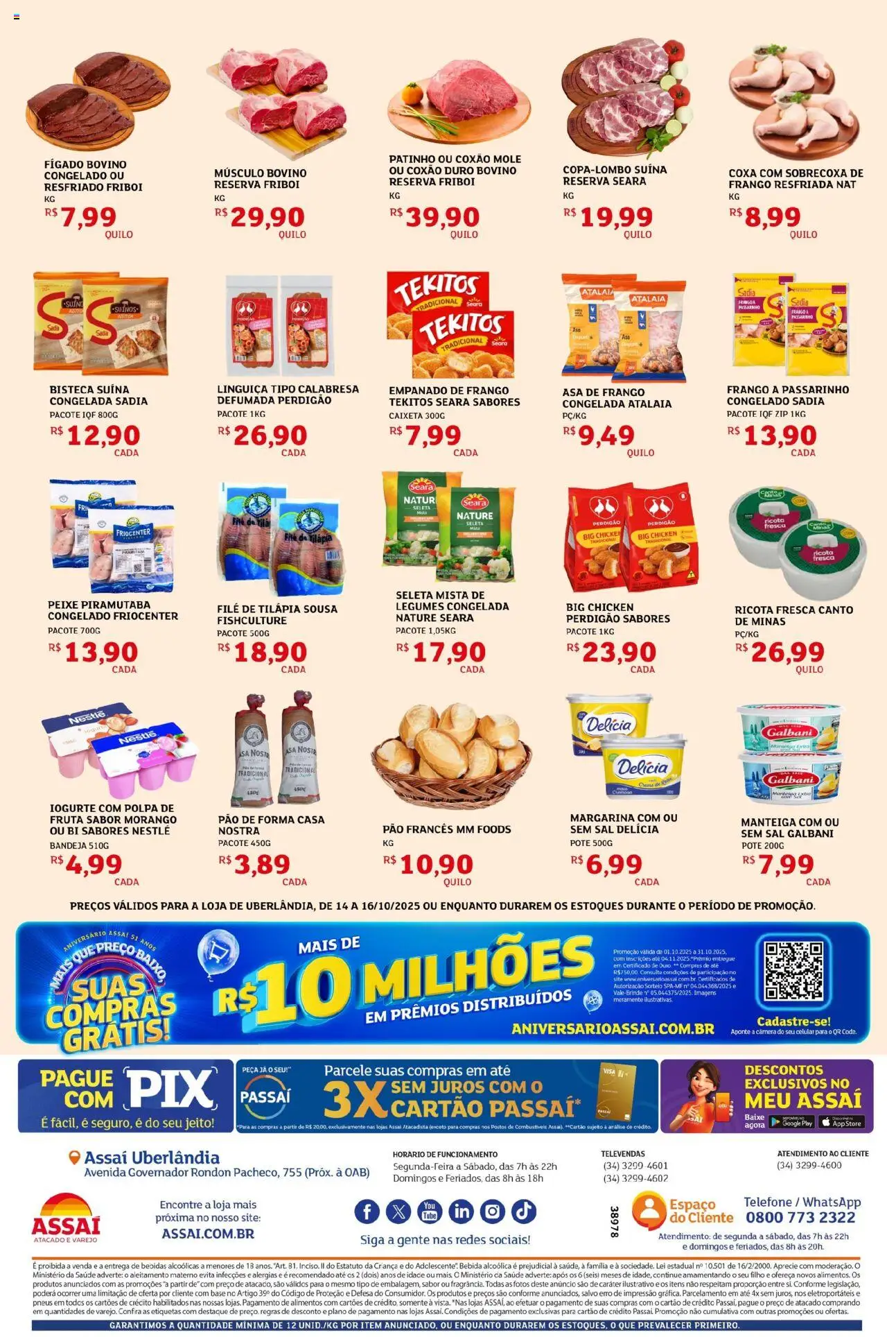 Assaí Atacadista Folheto - válido de 14.10.2025 | Página: 2 | Produtos: Tilápia, Pneus, Base, Telefone
