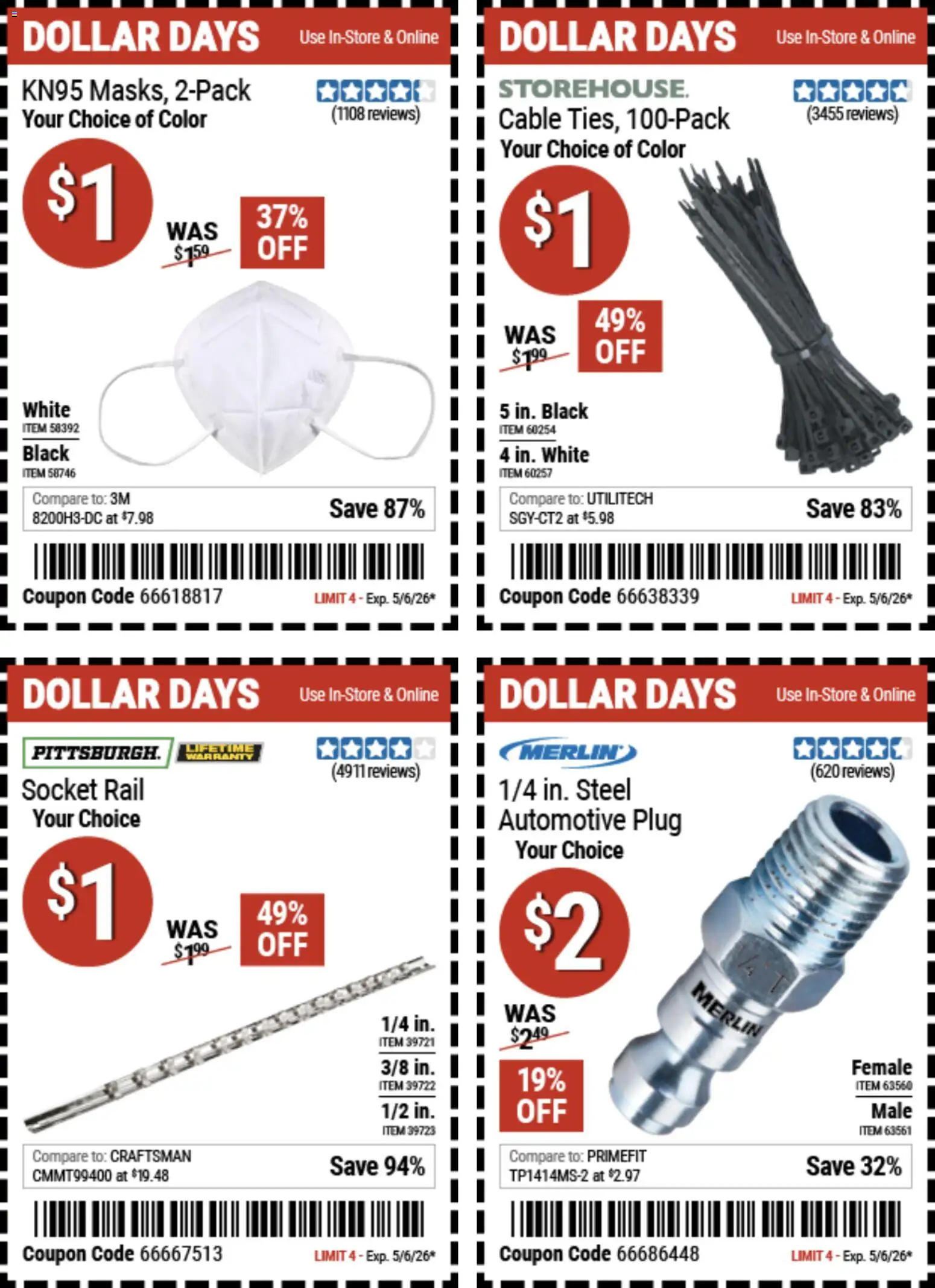 Harbor Freight Dollar Days - valid from 23.04.2026 | Page: 2 | Products: Socket, Cable