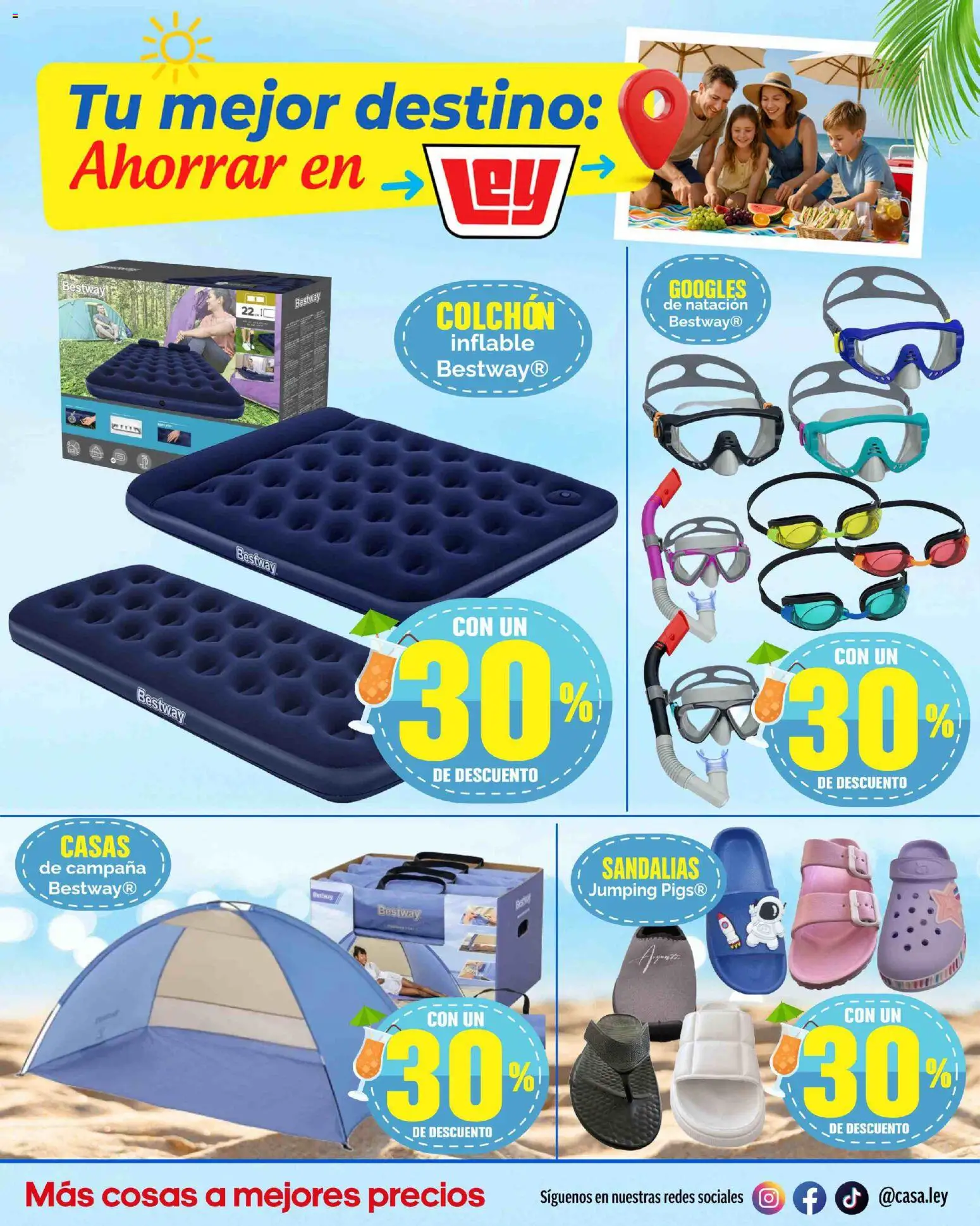 Nuevas ofertas de Casa Ley válidas en toda la República Mexicana desde el 13.03.2026. ¡Encuentra las mejores ofertas en Casa Ley folleto Tu mejor destino Frontera! | Página: 30 | Productos: Colchón, Sandalias, Campana