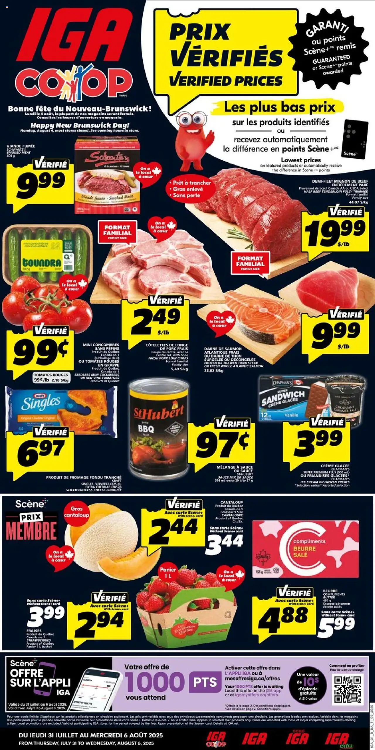 IGA flyer valid from 31.07.2025 | Page: 1 | Products: Cream, Ice cream, Cheese, Tomatoes