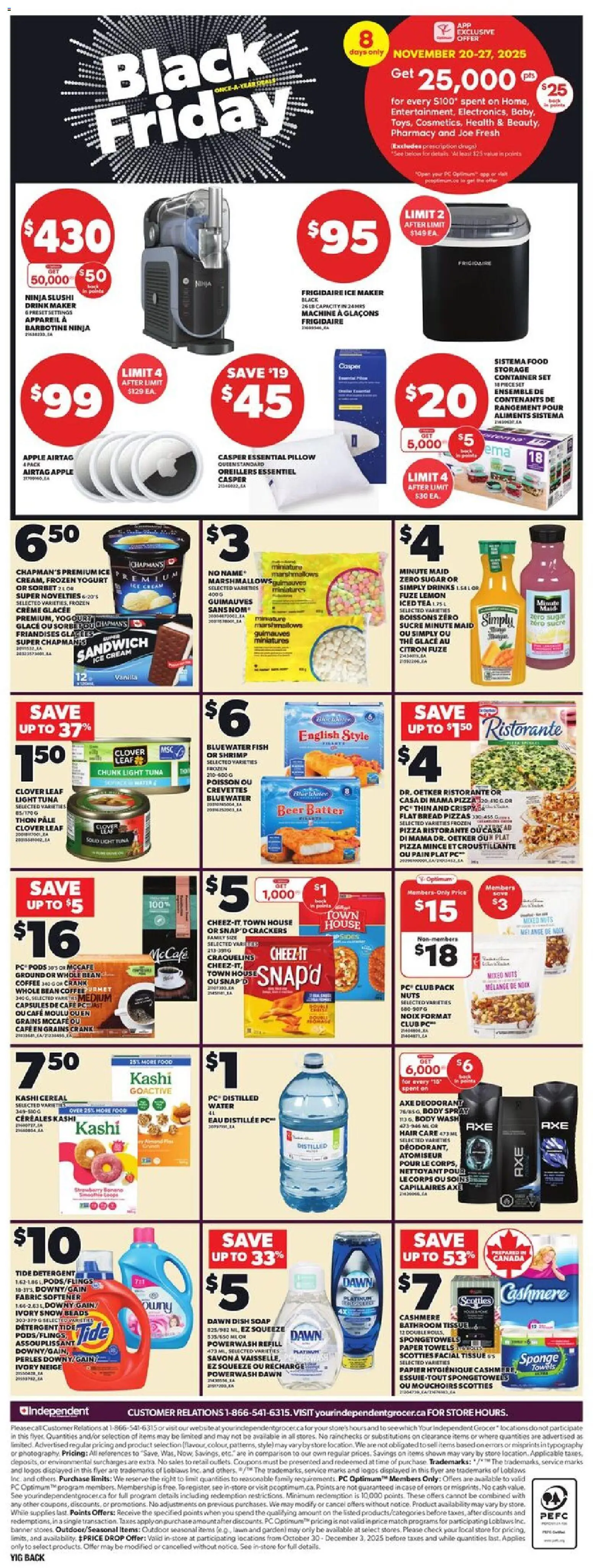 Independent Grocer flyer valid from 20.11.2025 | Page: 4 | Products: Tea, Nuts, Ice cream, Pizza