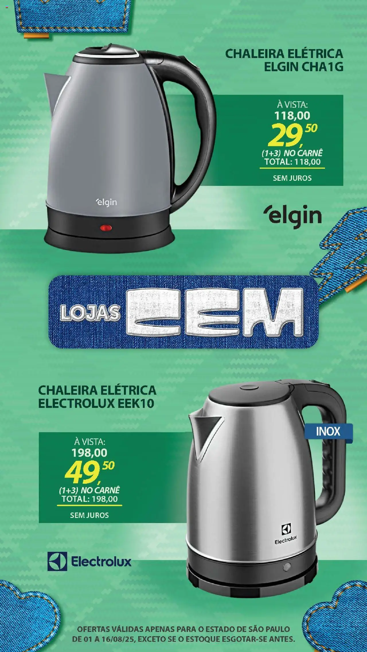 Lojas Cem Folheto - válido de 01.08.2025 | Página: 60 | Produtos: Chaleira, Chaleira elétrica, Carne