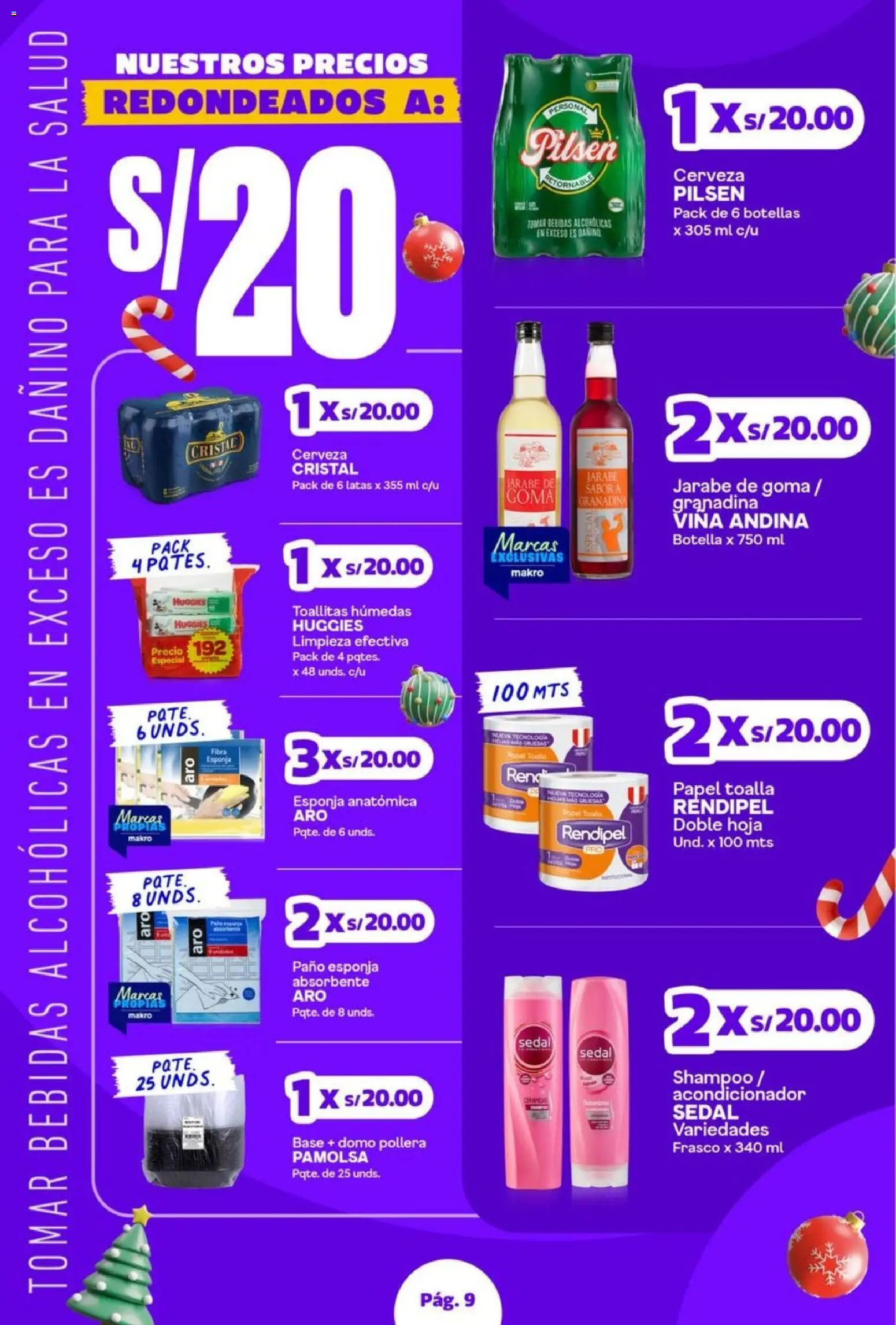 Catálogo Makro válido desde 06.11.2025 | Página: 9 | Productos: Esponja, Shampoo, Acondicionador, Toalla