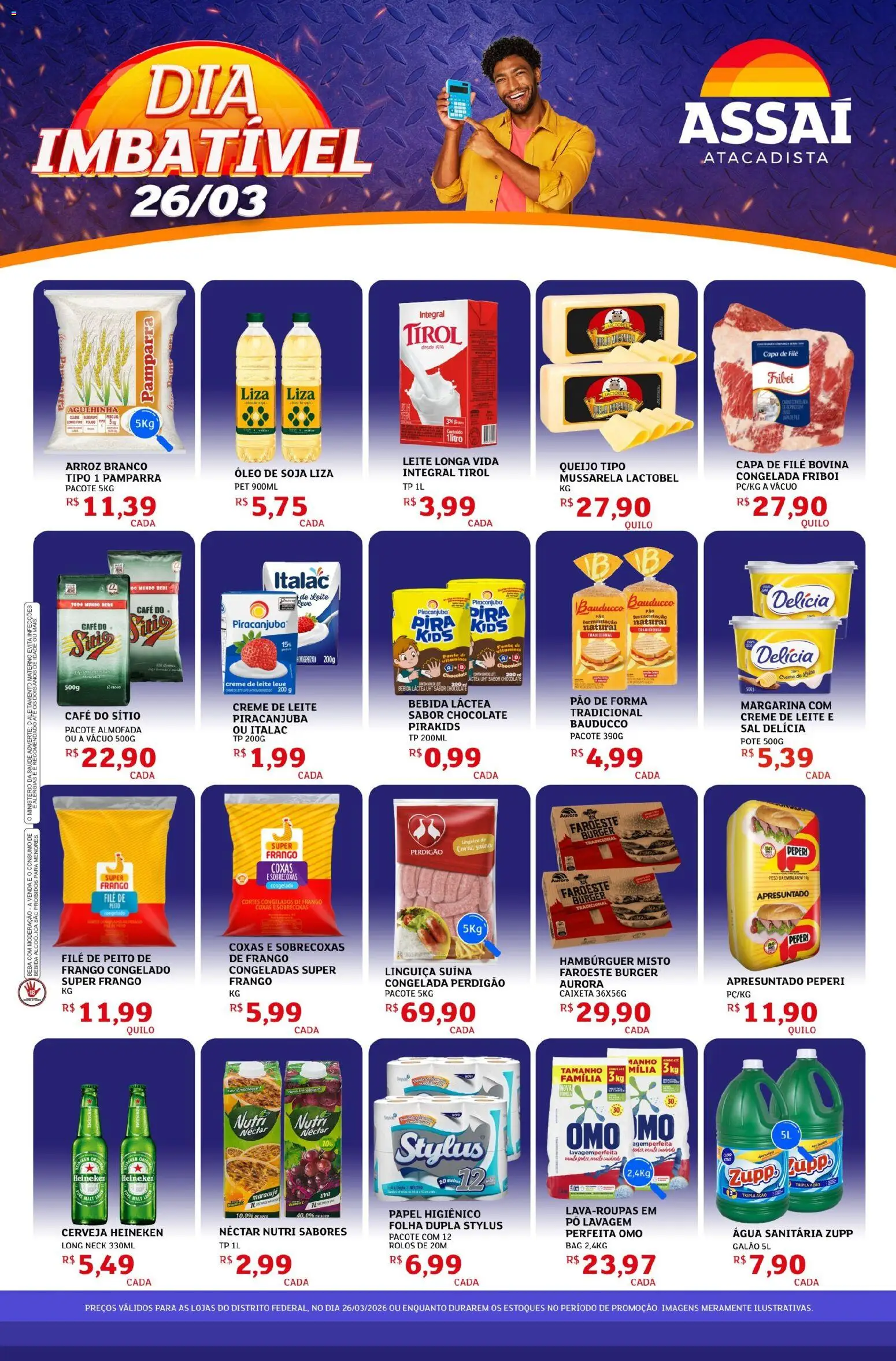 Assaí Atacadista Folheto - válido de 26.03.2026 | Página: 1 | Produtos: Pão de forma, Frango, Mussarela, Soja