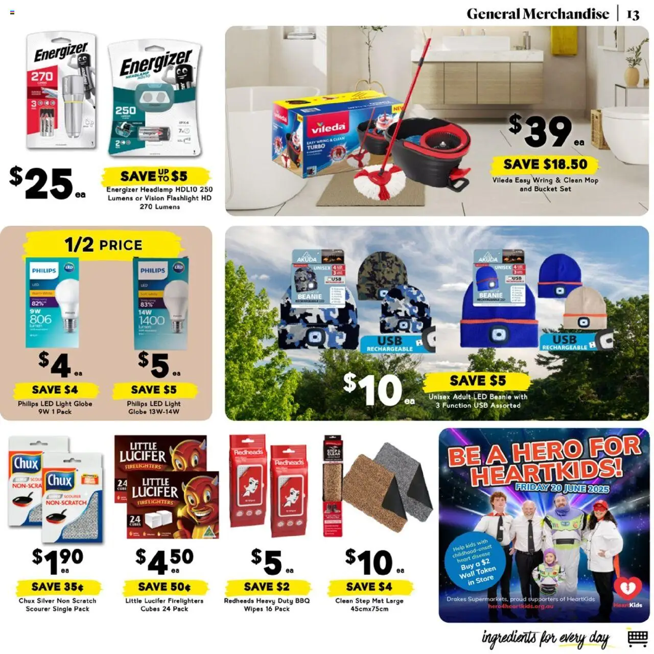 Drakes catalogue - valid from 11.06.2025 | Page: 13 | Products: Bucket, Light, Mop, Flashlight