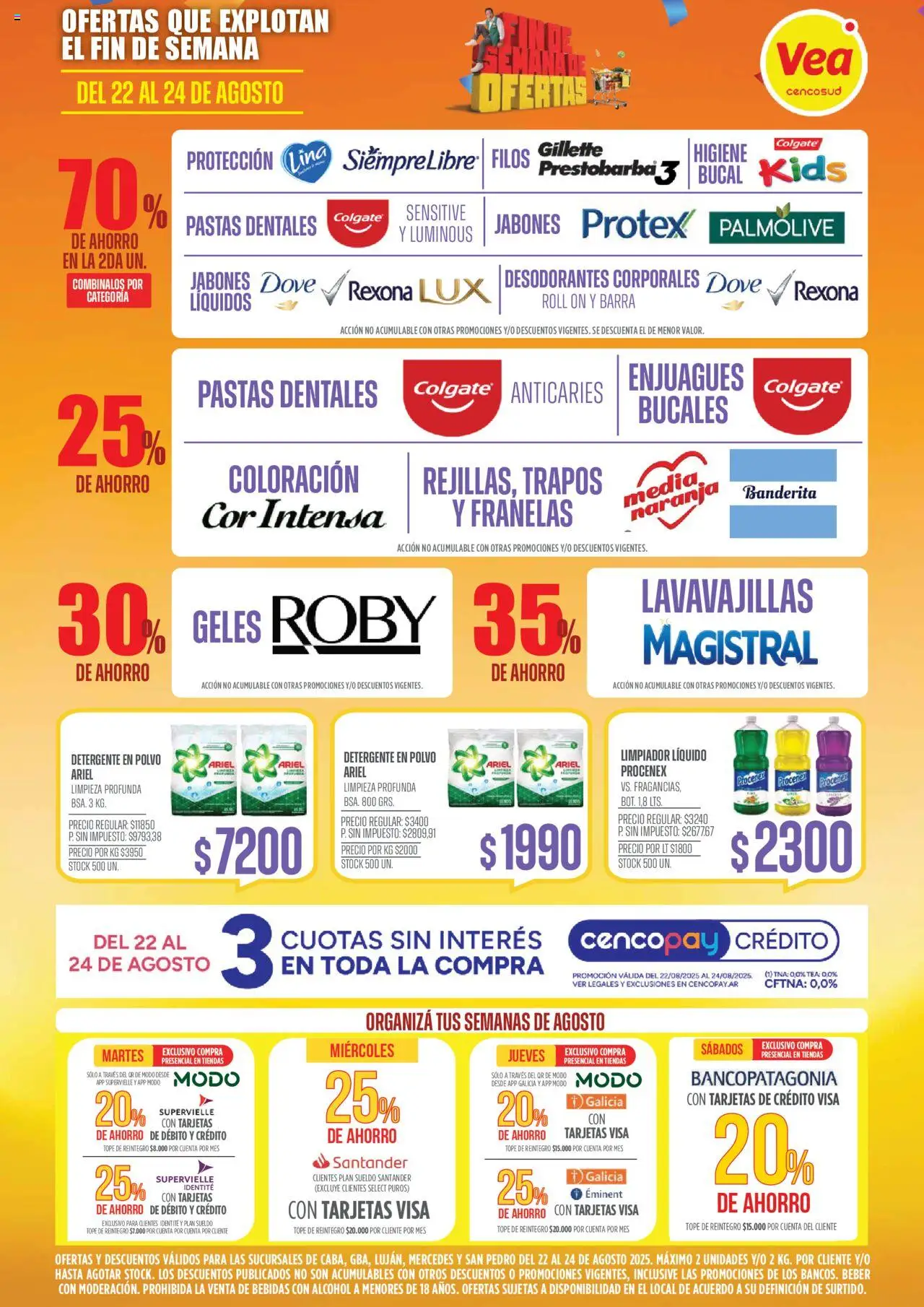Vea - Oferta fin de semana │ válido desde el 22.08.2025 | Página: 5 | Productos: Lavavajillas, Polvo, Detergente, Limpiador