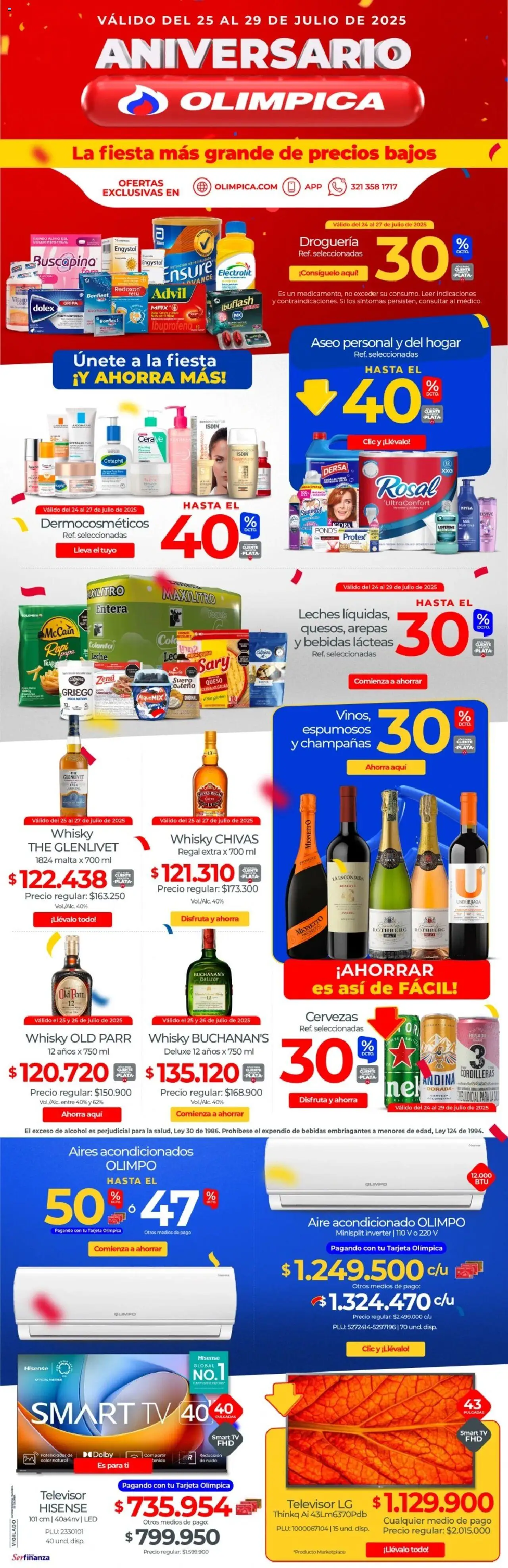 Olímpica revista - valida desde el 25.07.2025 | Página: 1 | Productos: Whisky, Televisor, Aire acondicionado, Leche