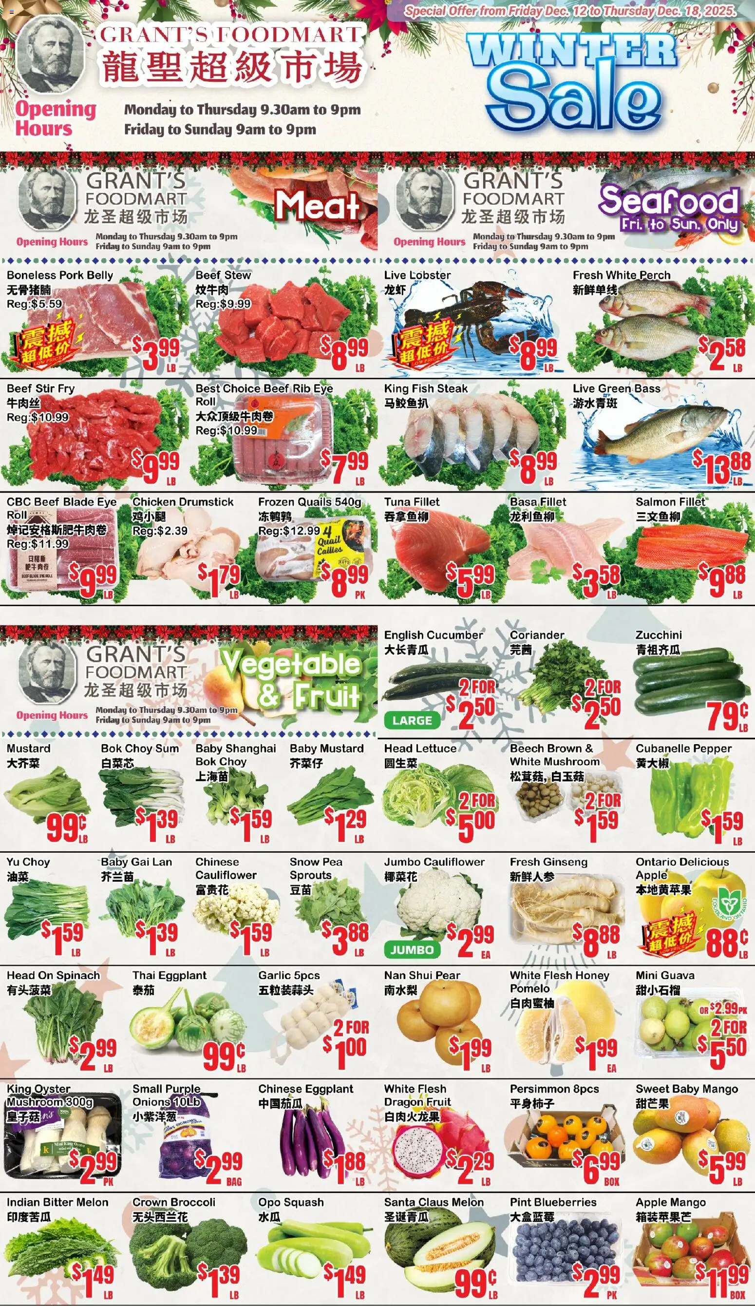 Oceans flyer valid from 12.12.2025 | Page: 1 | Products: Fish, Beef, Chicken, Pork