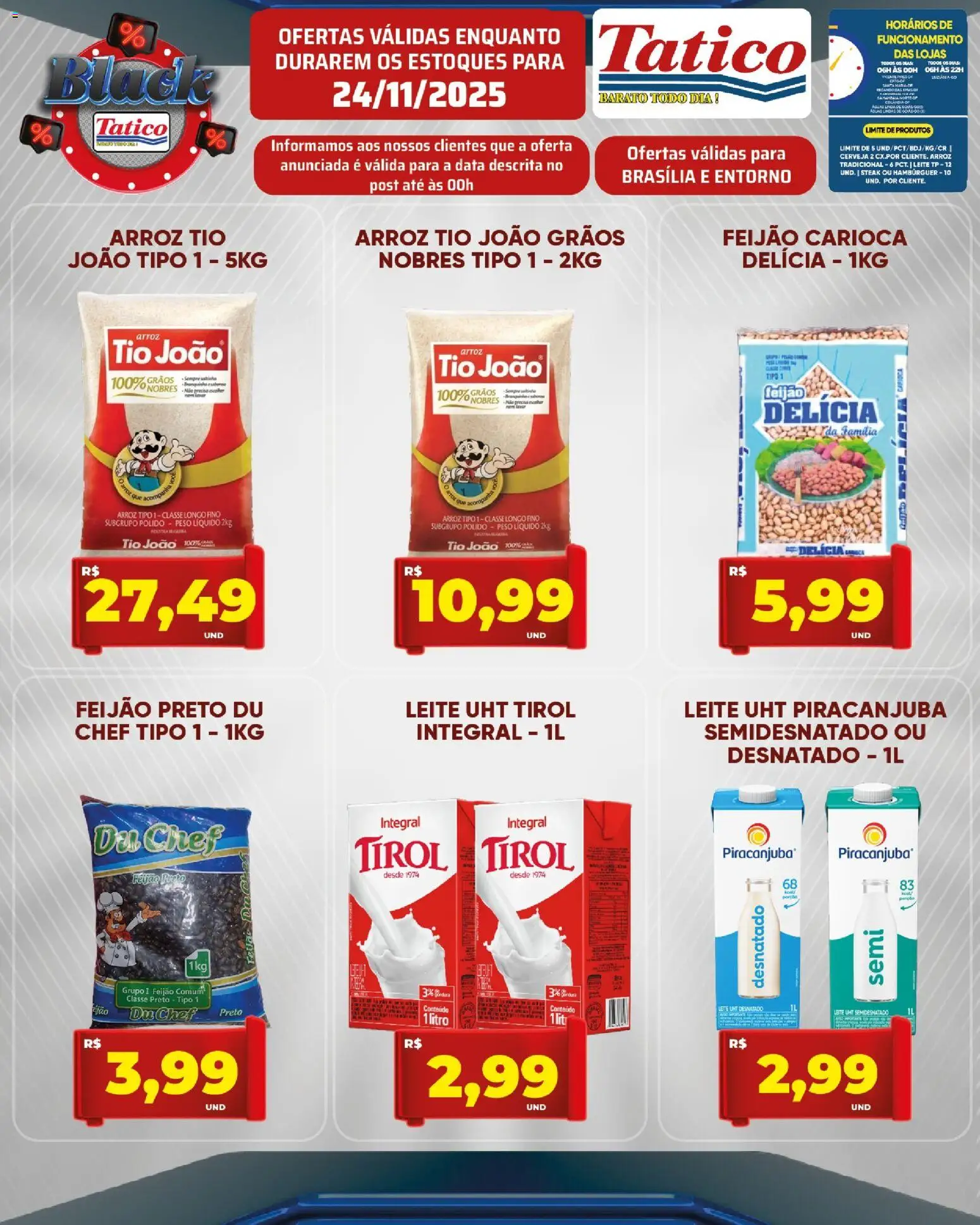 Tatico Folheto - válido de 25.11.2025 | Página: 19 | Produtos: Feijão, Leite, Arroz, Hambúrguer